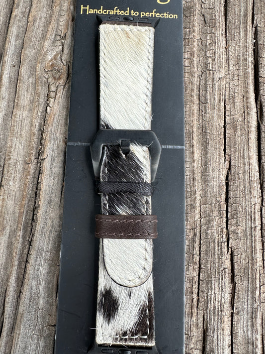 Black & White Cowhide Watch Band