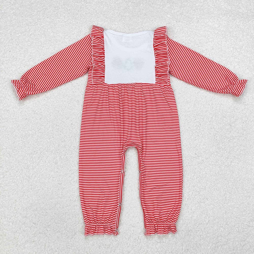Baby Girls Christmas Red Stripes Santa Deer Tree Rompers