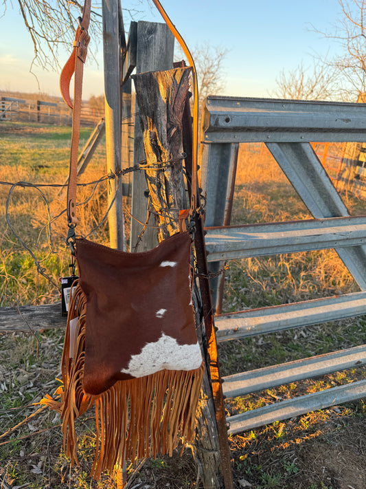 Brown Cowhide Crossbody