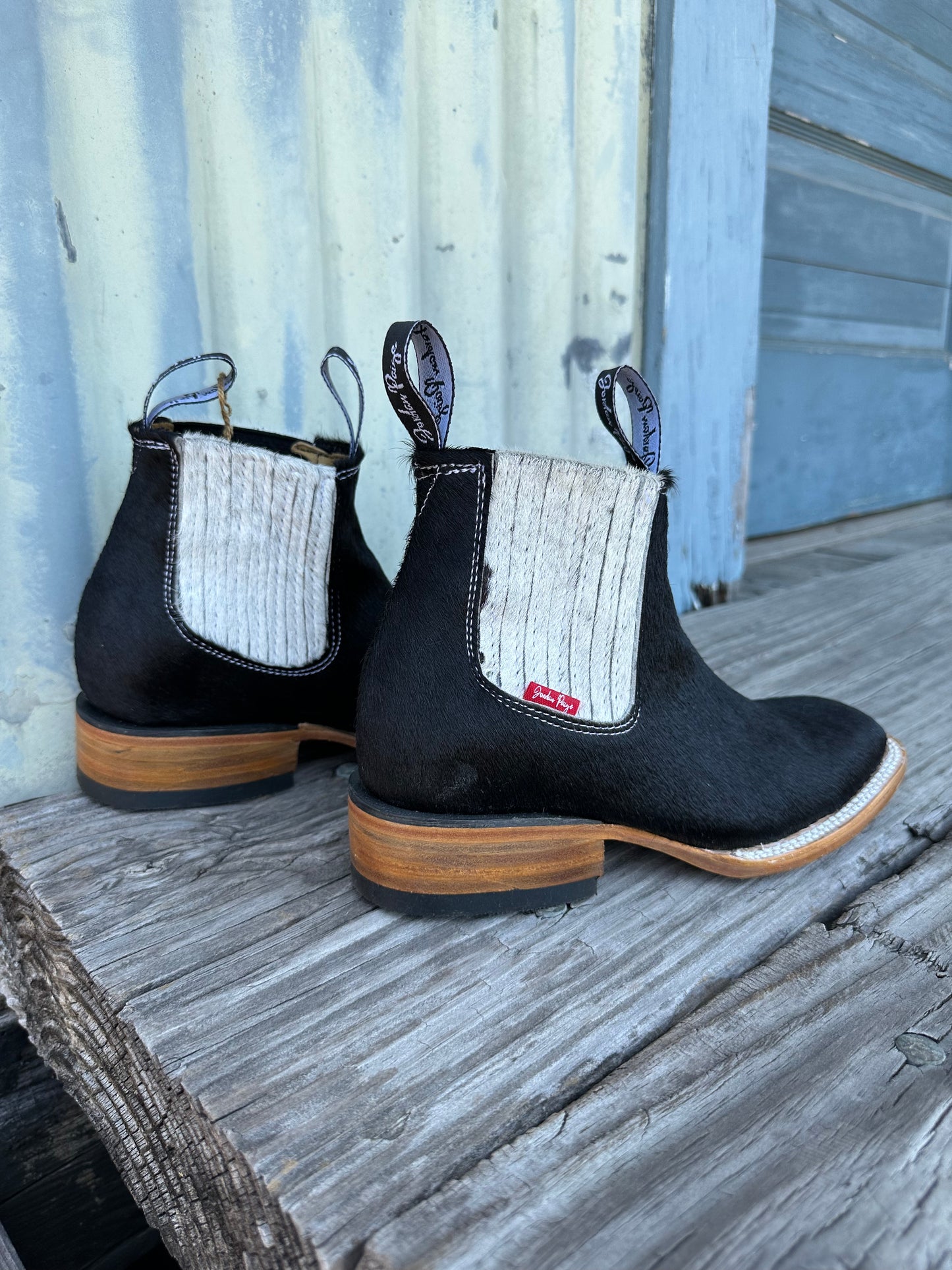 Black with White Elastic Booties Size: 7.5