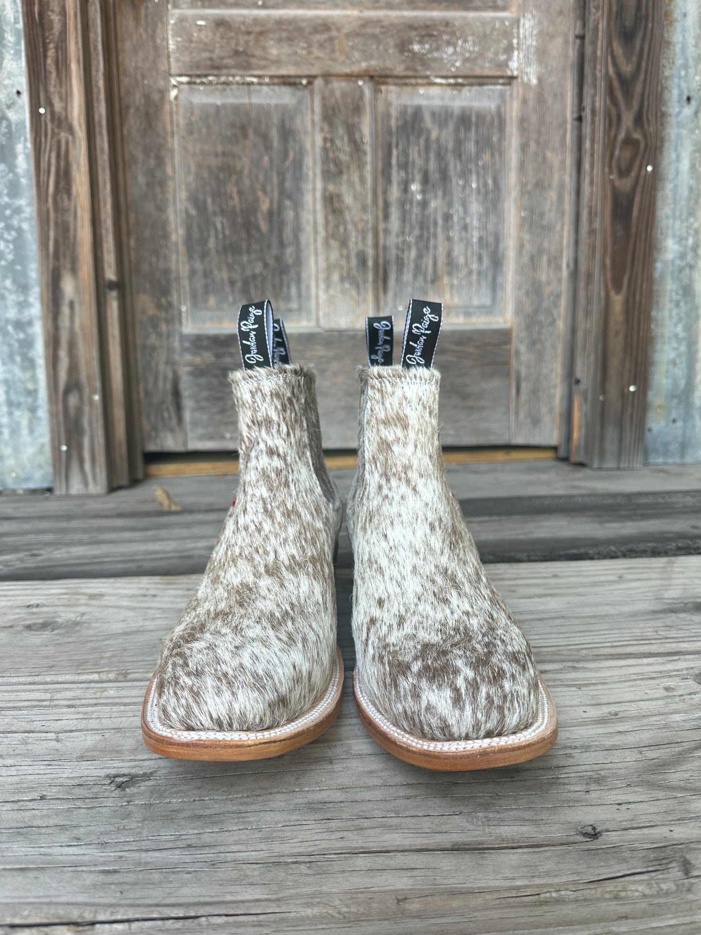 Brown & White Speckled Booties Size: 12