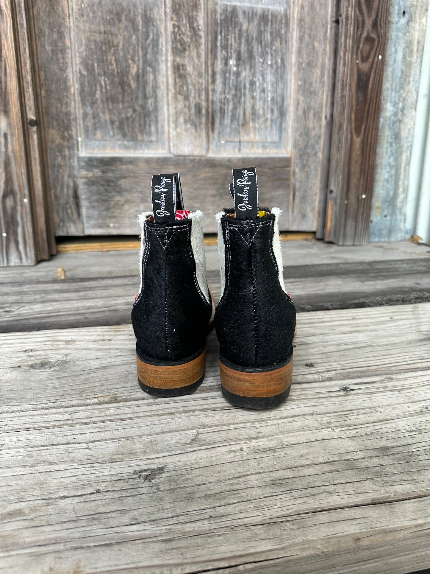 Black W/ White Elastic Booties Size: 8