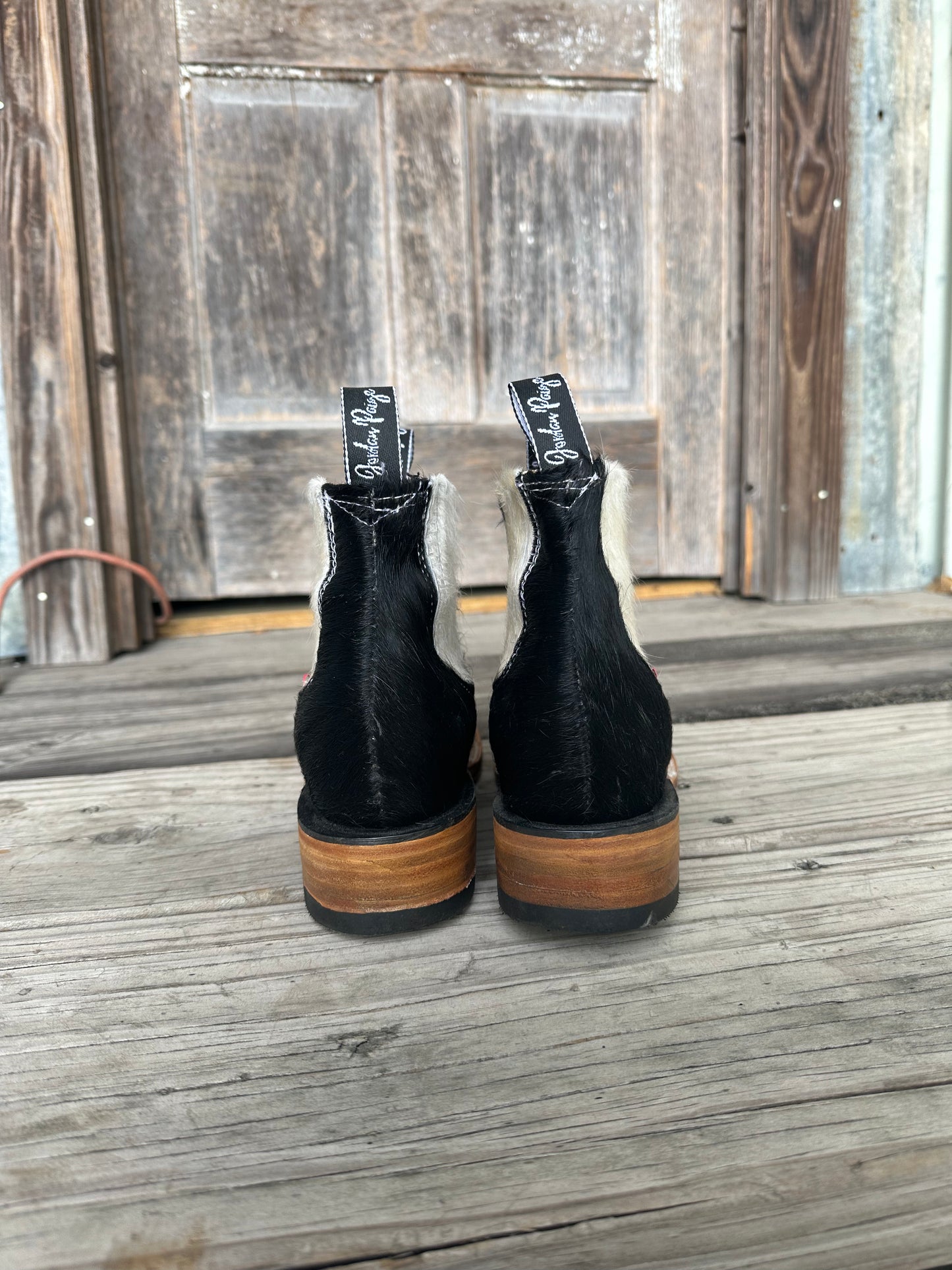 Black W/ White Elastic Booties Size: 8