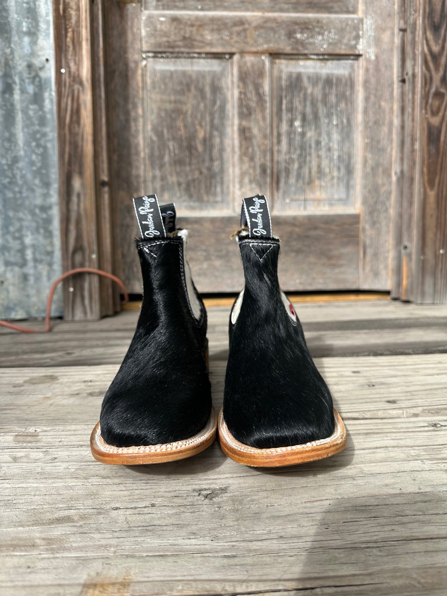 Black W/ White Elastic Booties Size: 8