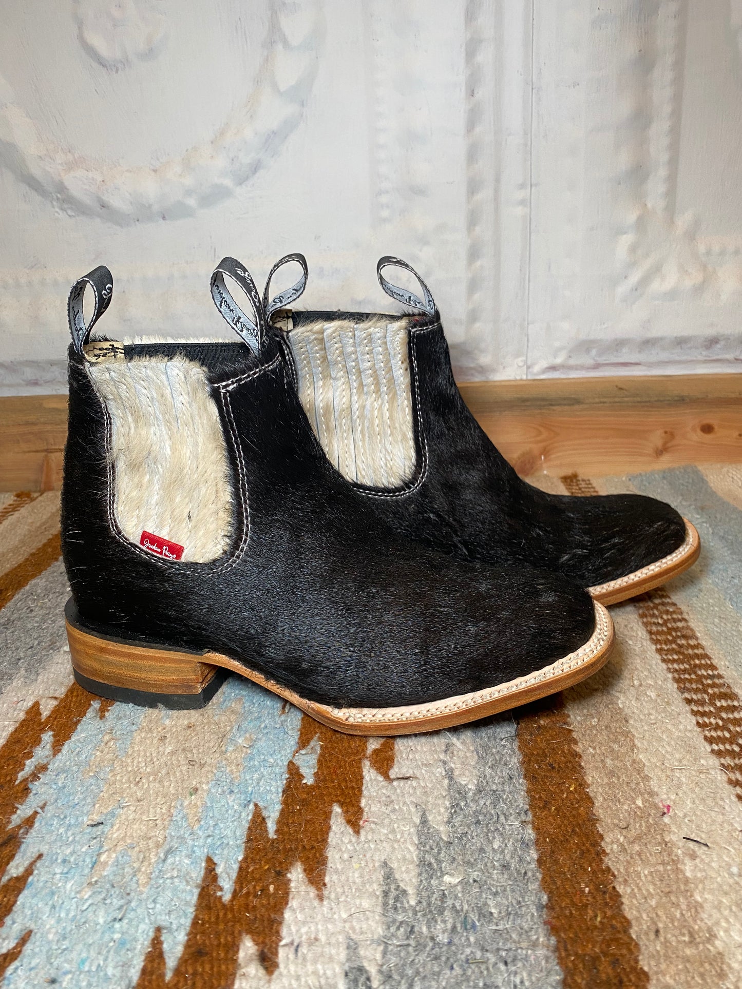 Black with White Elastic Booties Size: 8