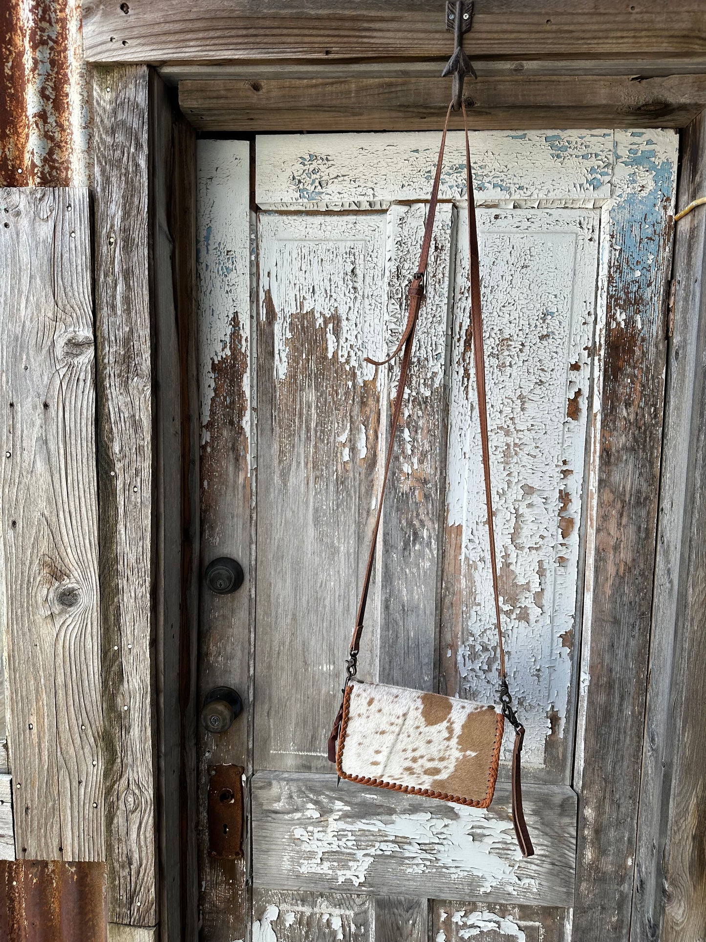 Brown & White Cowhide Wallet/Wristlet