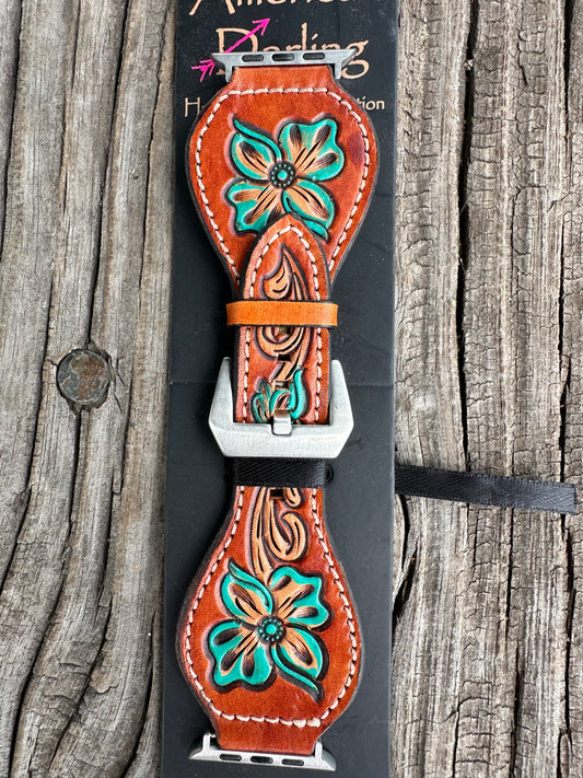 Tooled Floral Watch Band