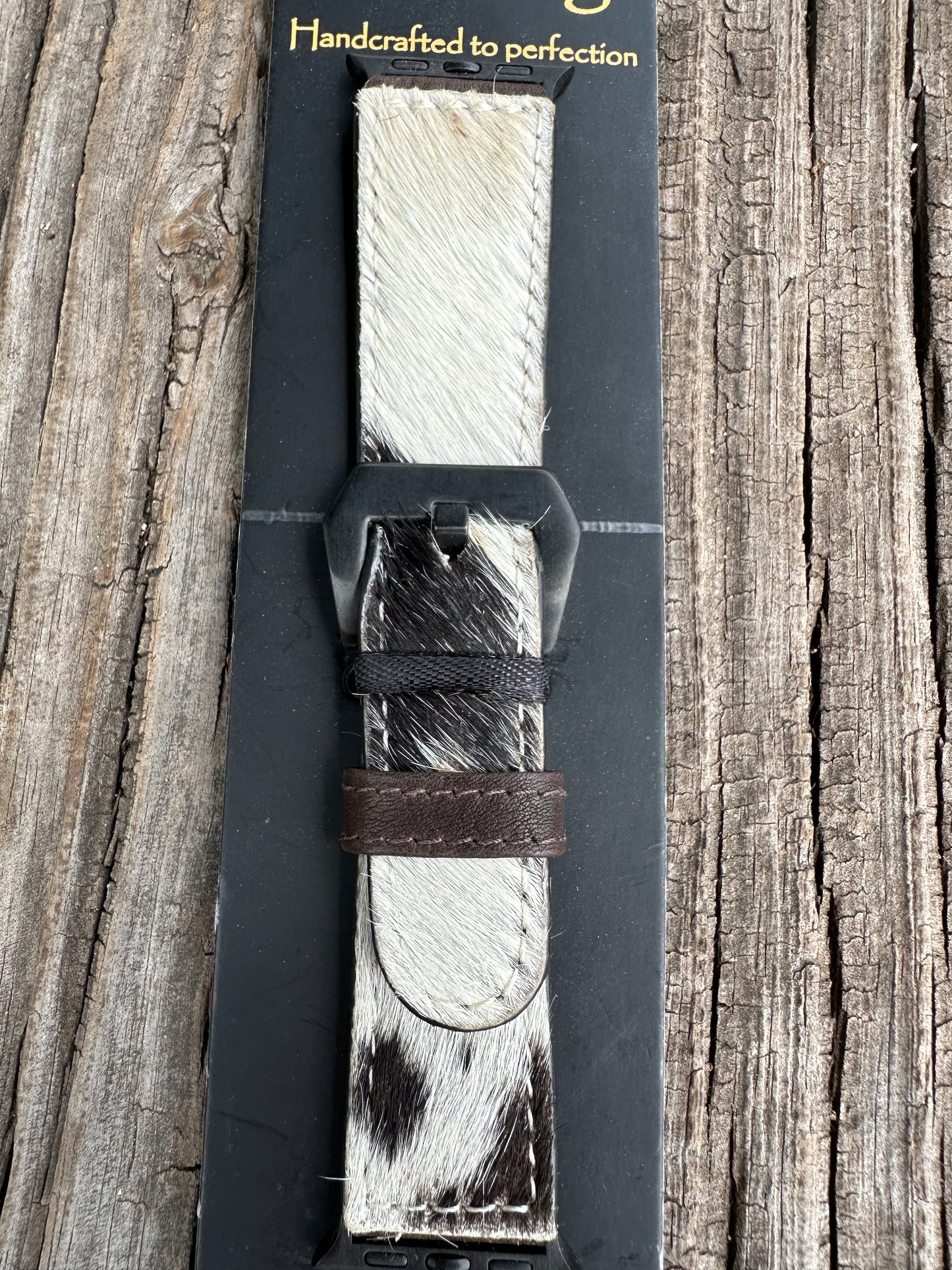 Black & White Cowhide Watch Band