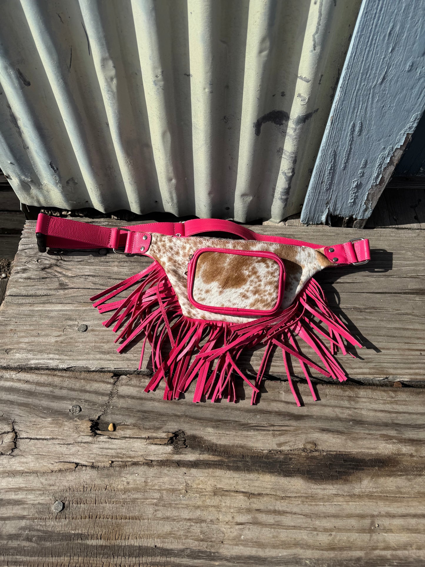 Cowhide Fanny Pack with Fringe