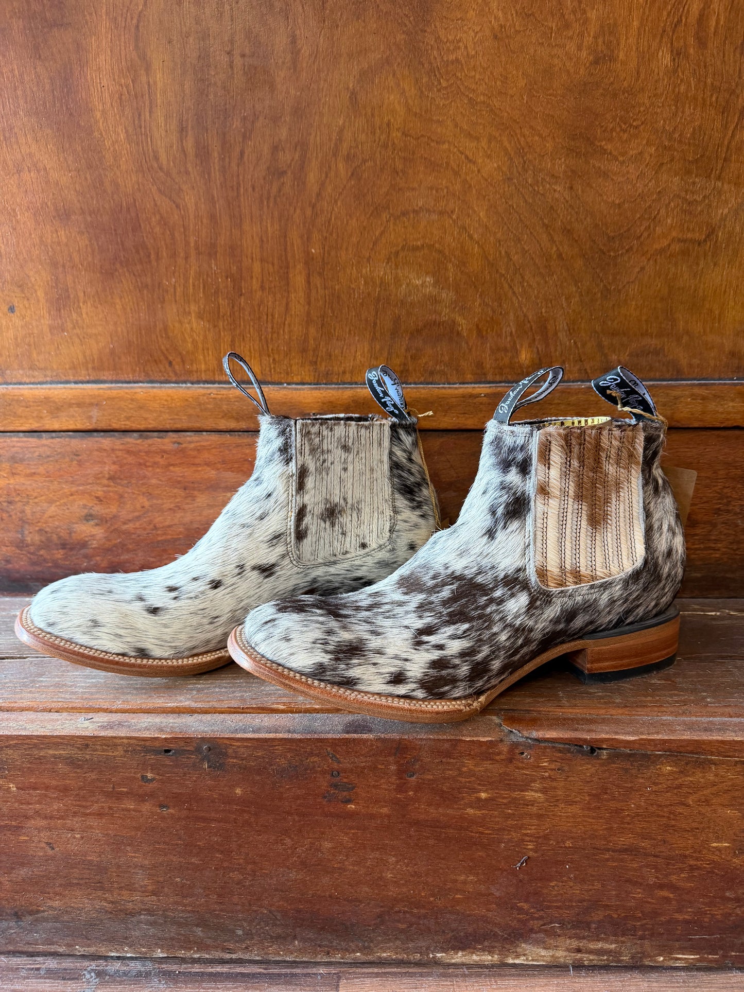 Brown & White Speckled Booties Size: 10.5