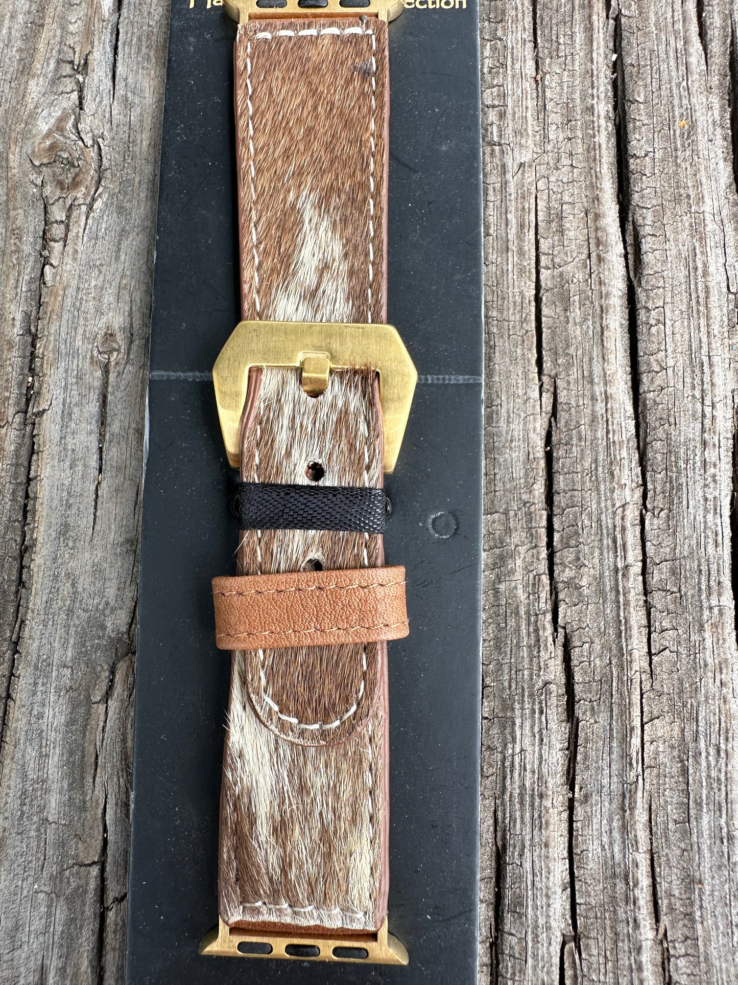 Brown & White Cowhide Watch Band