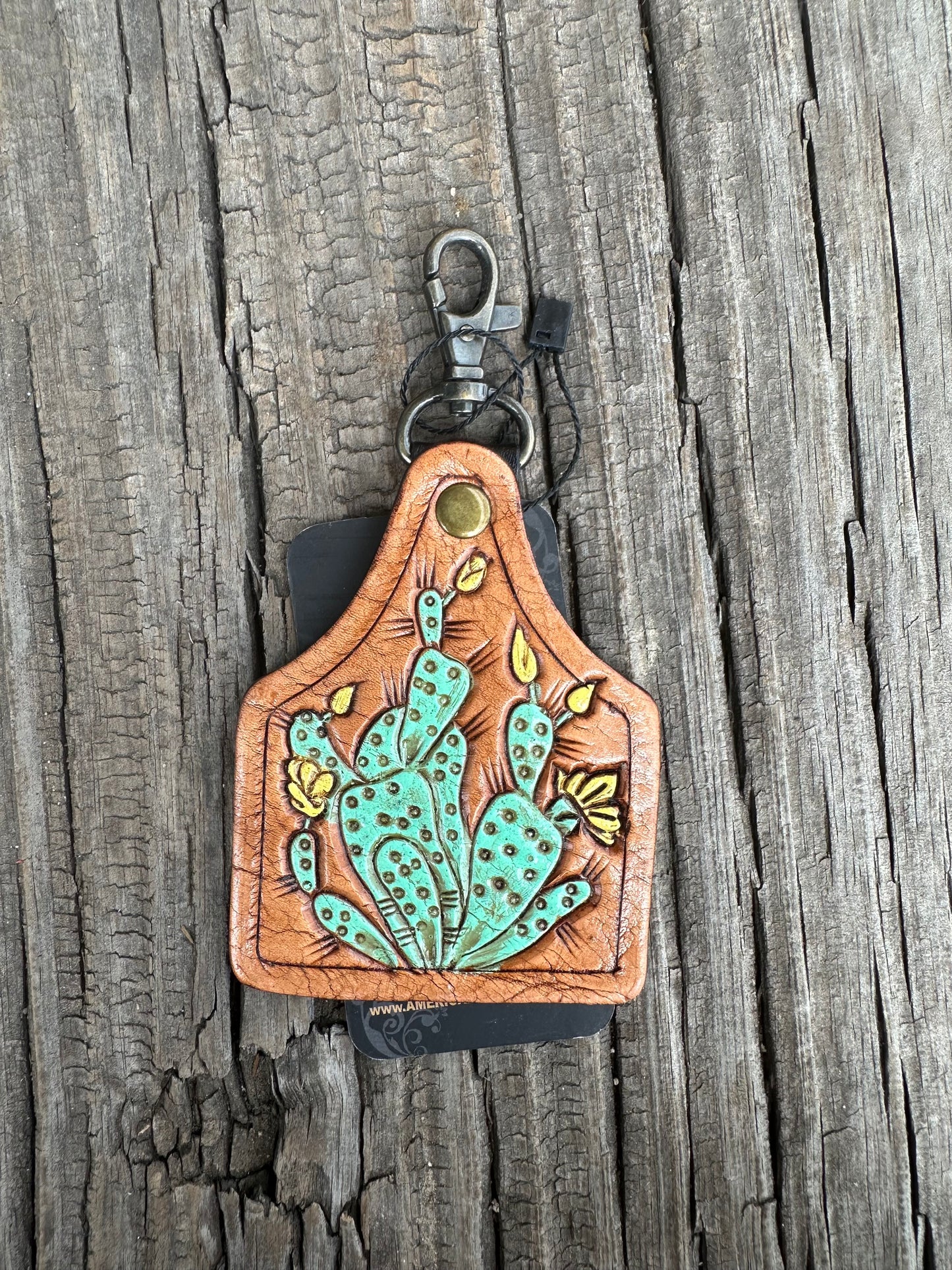 Tooled Cactus Key Chain