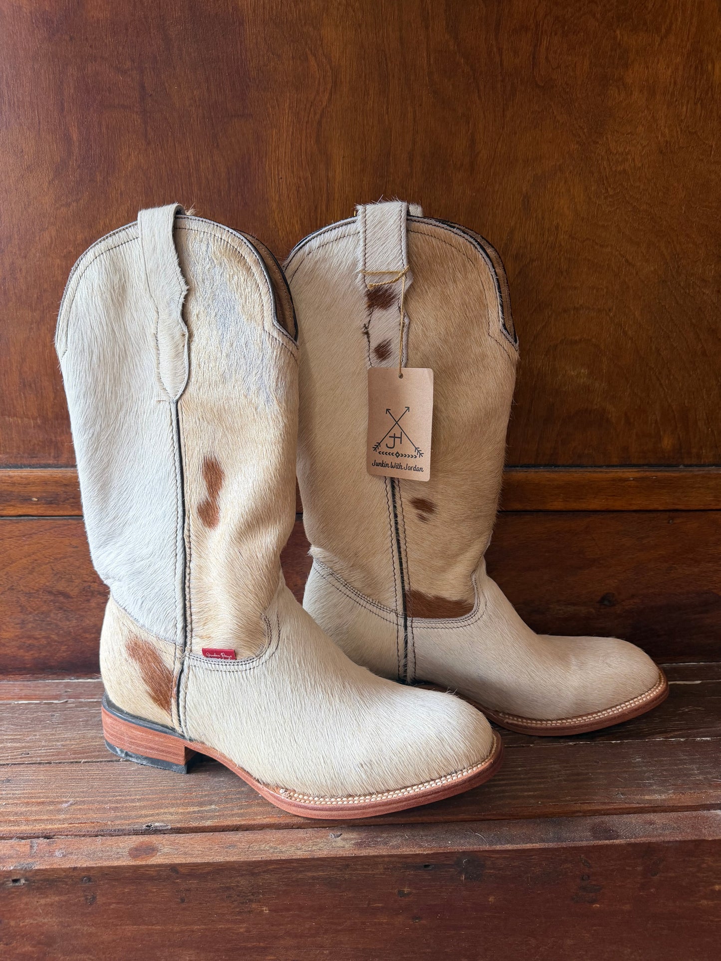 Brown & White Boots Size: 9.5