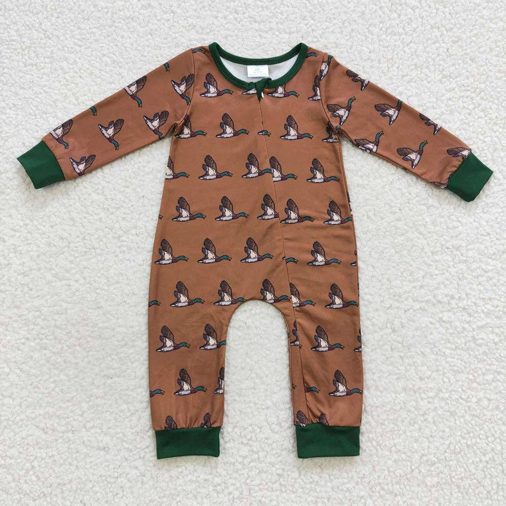 Baby Boys Duck Zip Rompers