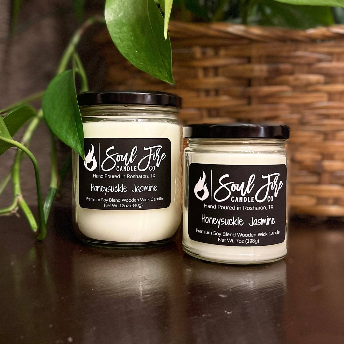 Honeysuckle Jasmine Wooden Wick Candle 7oz