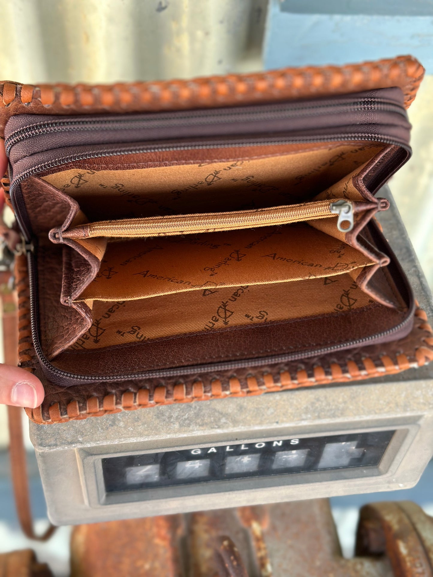 Brown & White Cowhide Wallet/Wristlet