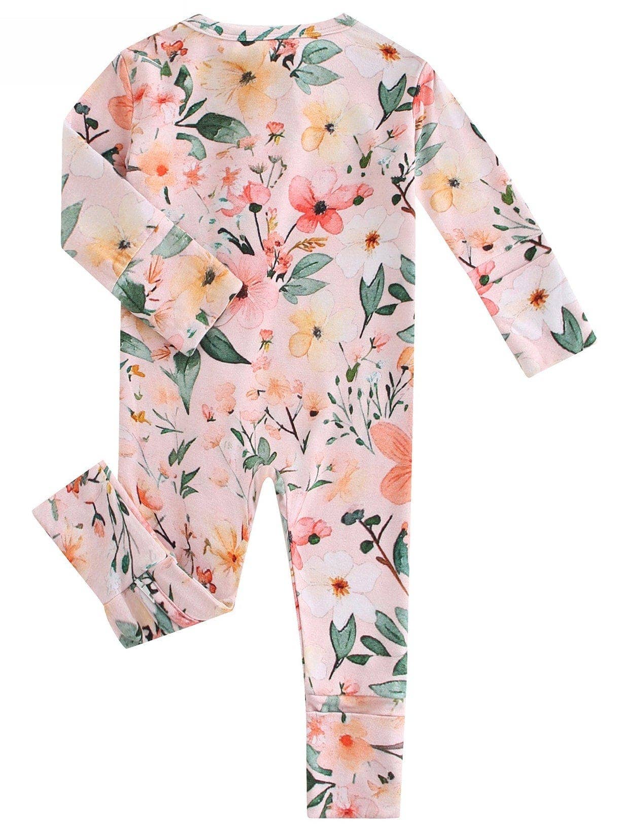 PoshTOT Small Floral Prints Bamboo Baby Convertible Zippy Romper