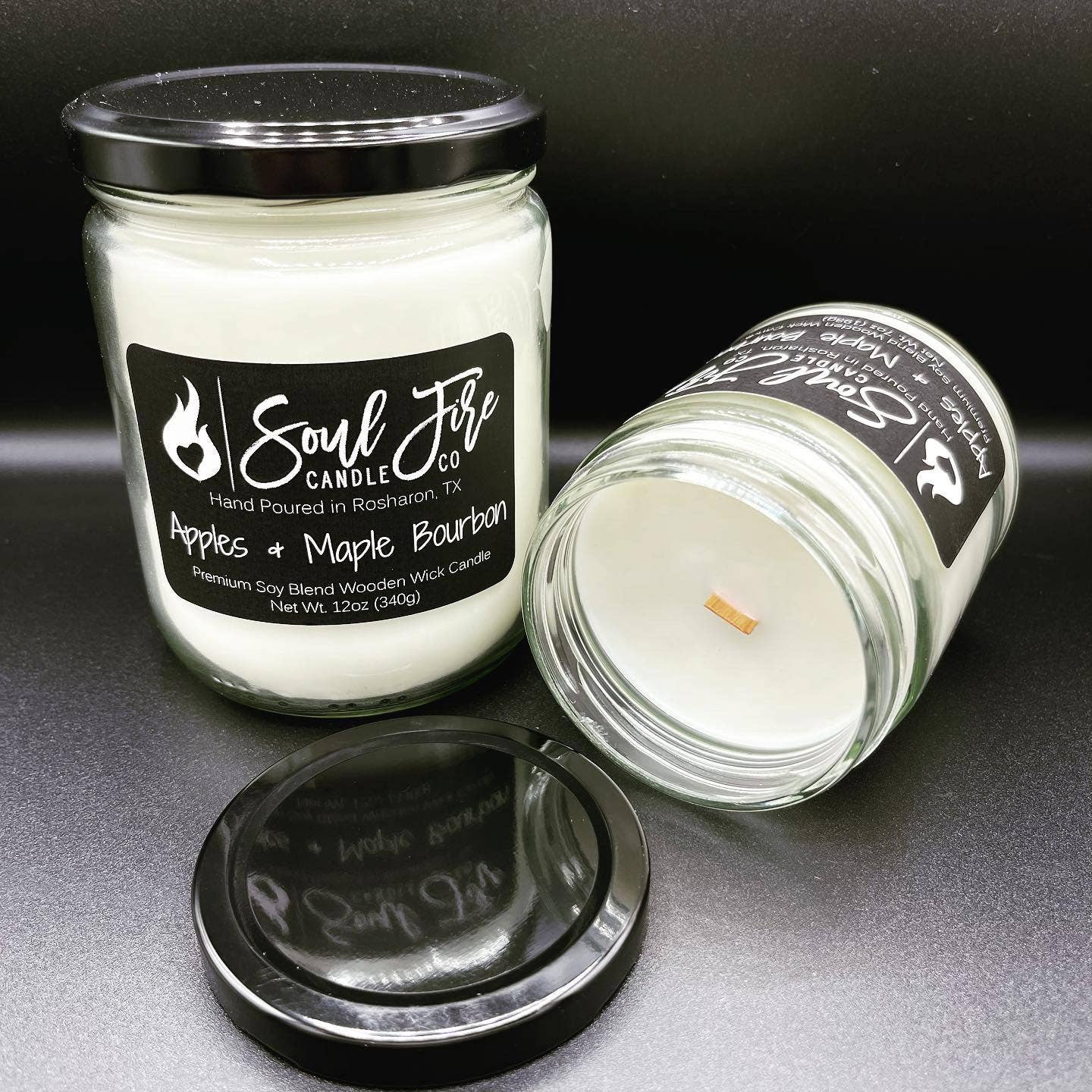 Apples & Maple Bourbon Wooden Wick Candle: 7oz