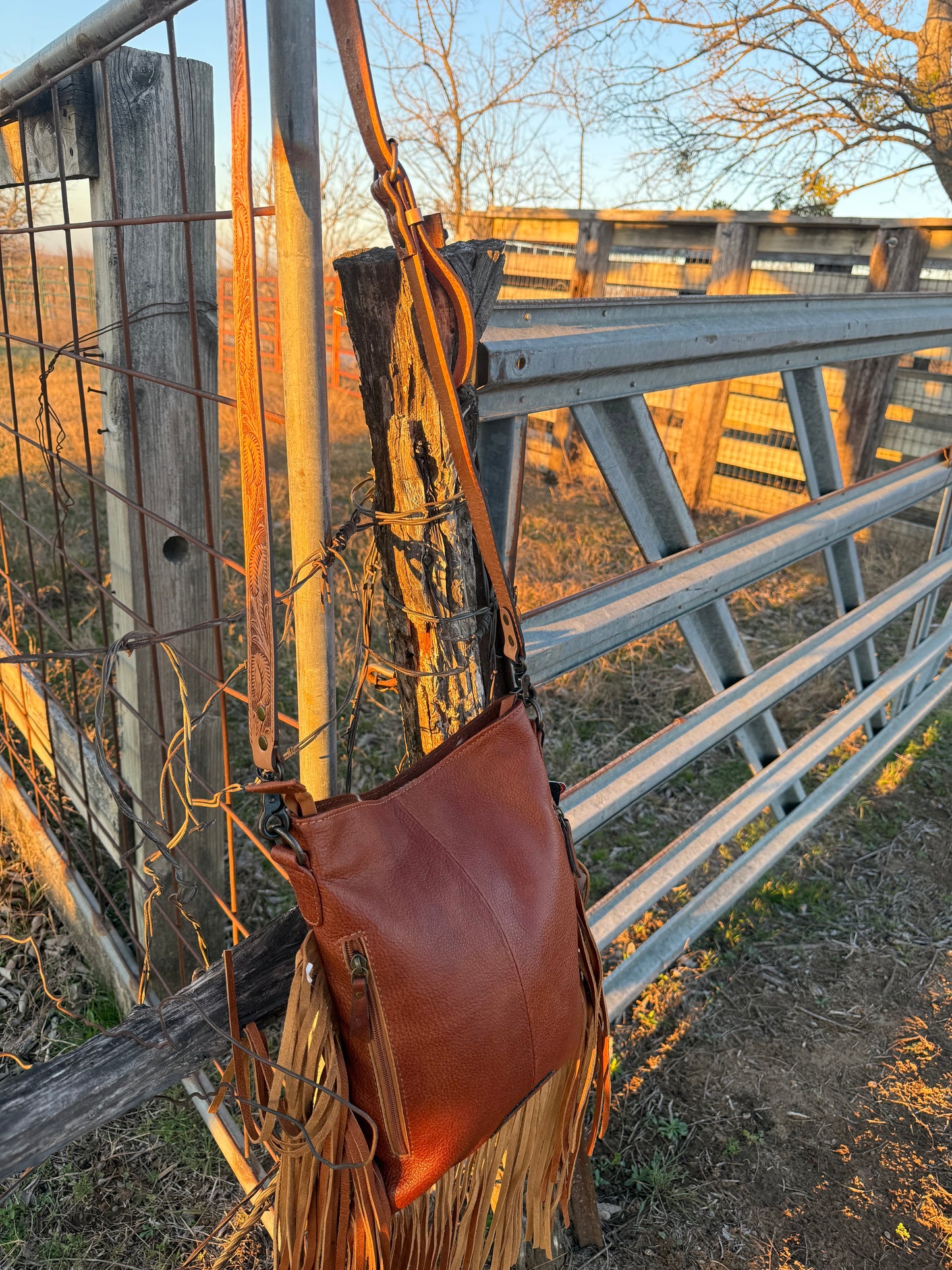 Brown Cowhide Crossbody