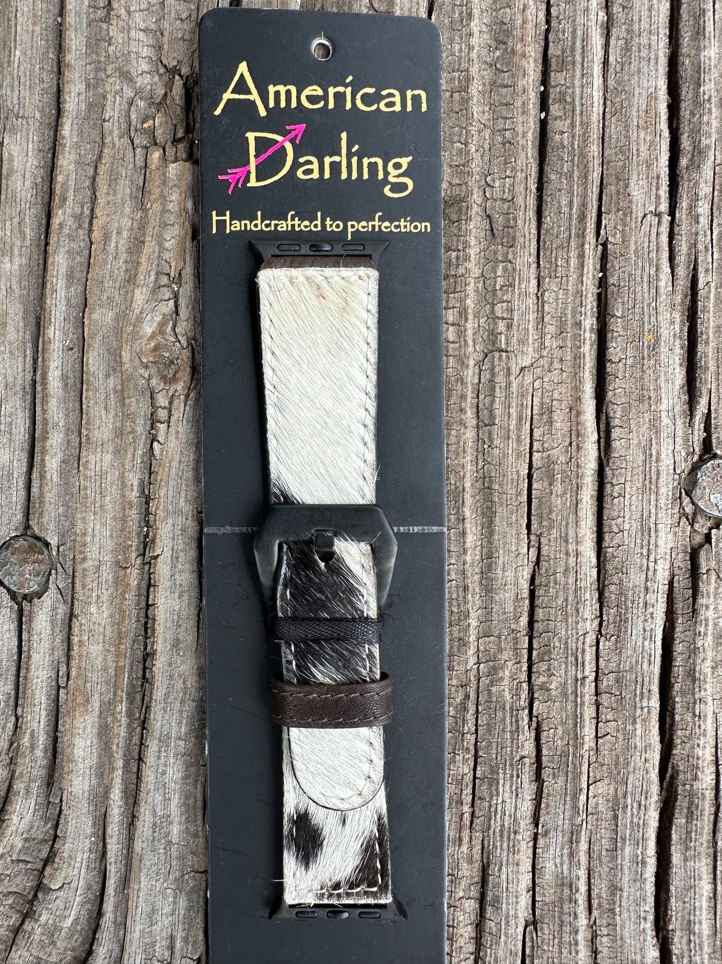 Black & White Cowhide Watch Band