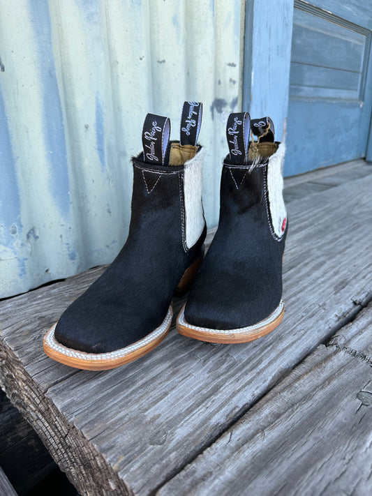Black with White Elastic Booties Size: 7.5