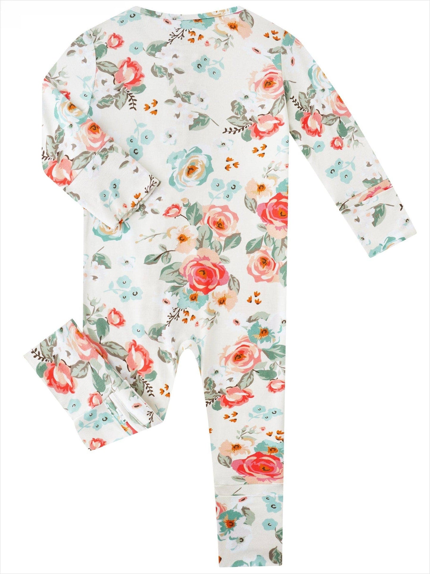 PoshTOT Retro Small Flowers Bamboo Baby Convertible Zippy Romper