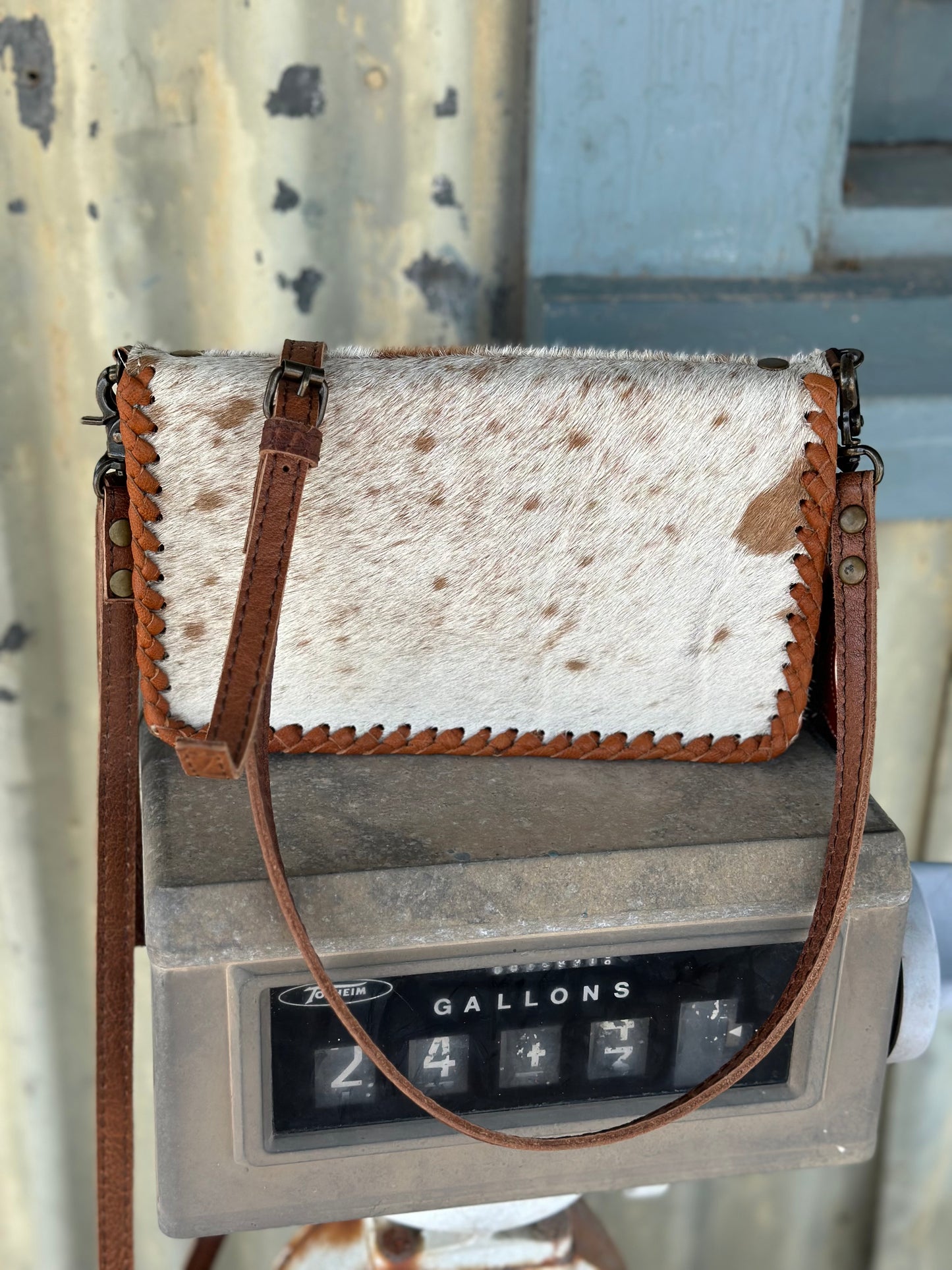 Brown & White Cowhide Wallet/Wristlet