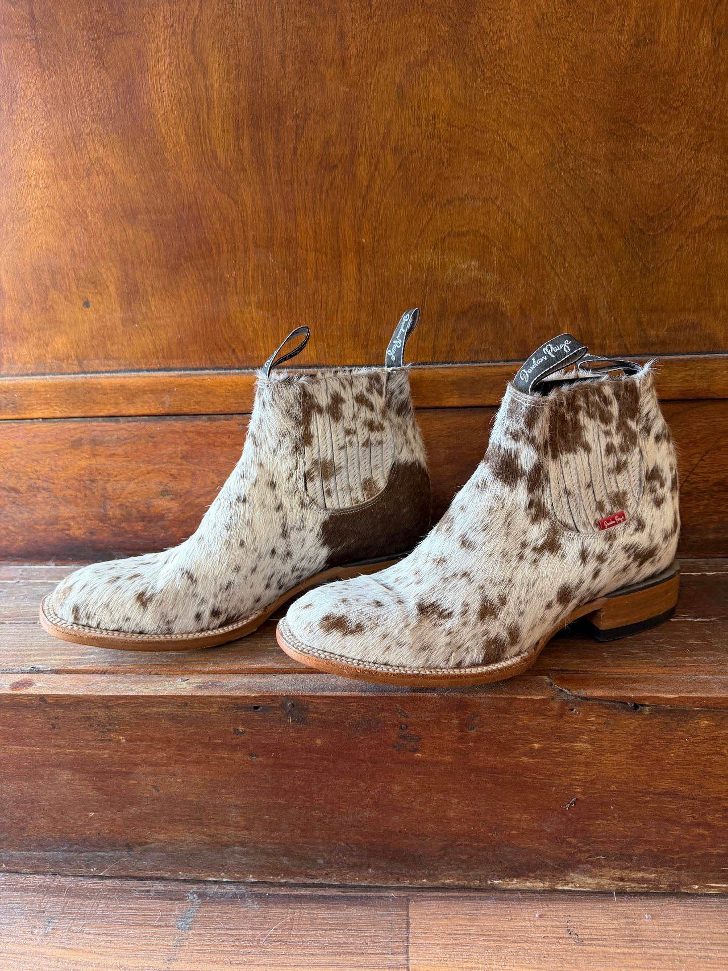 Brown & White Speckled Booties Size: 11.5