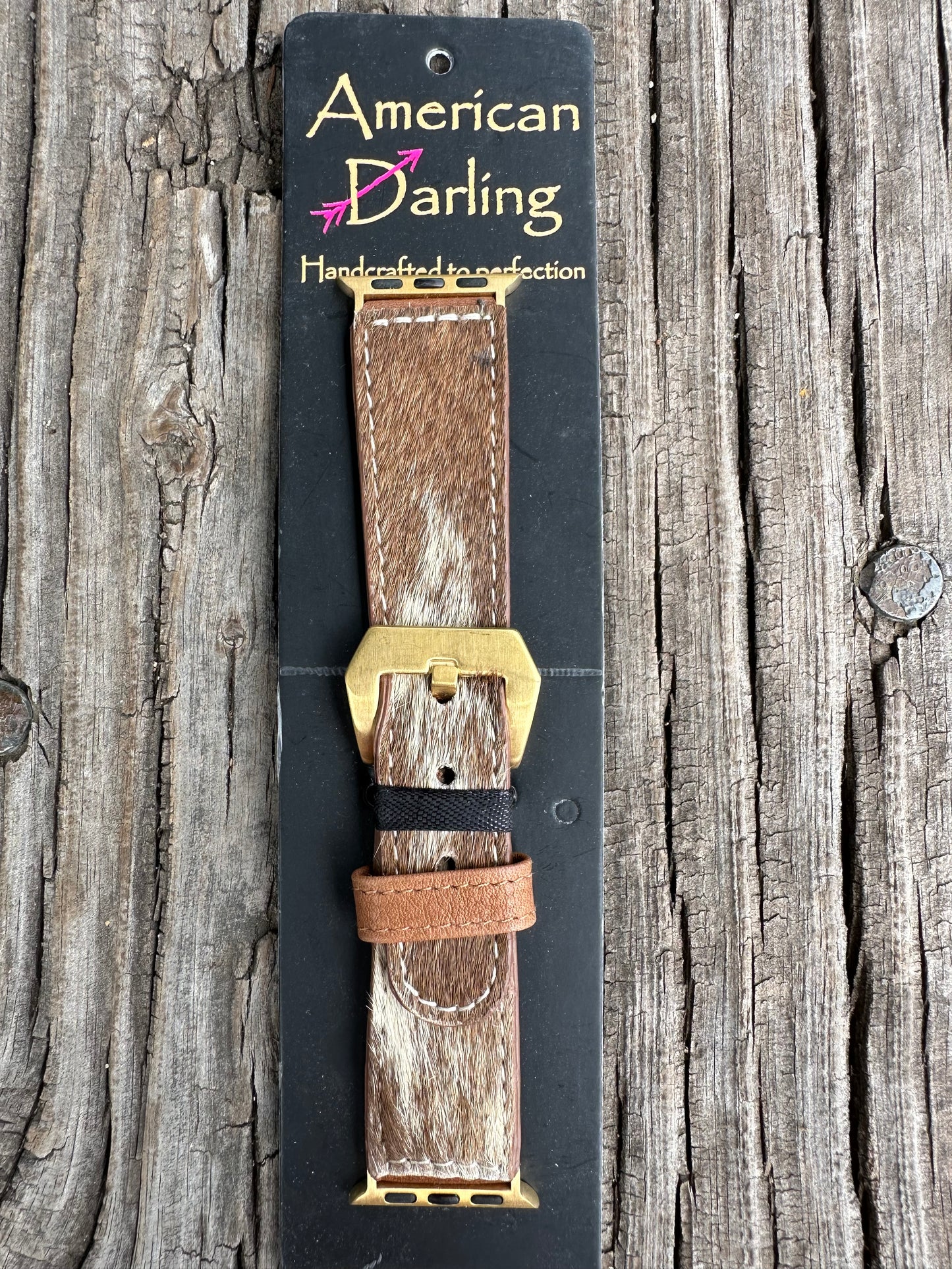 Brown & White Cowhide Watch Band