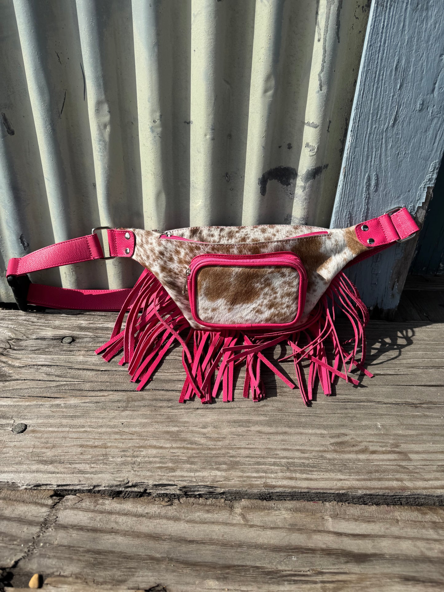 Cowhide Fanny Pack with Fringe