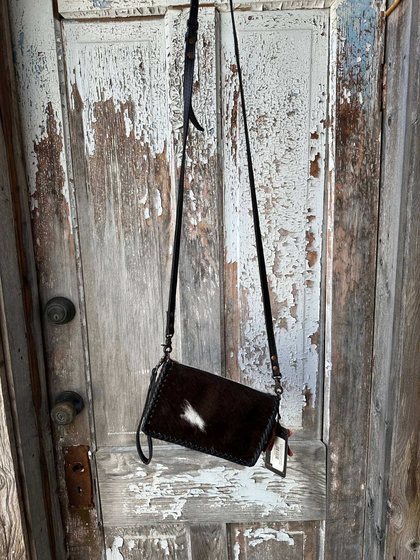 Black & White Cowhide Crossbody/Wristlet