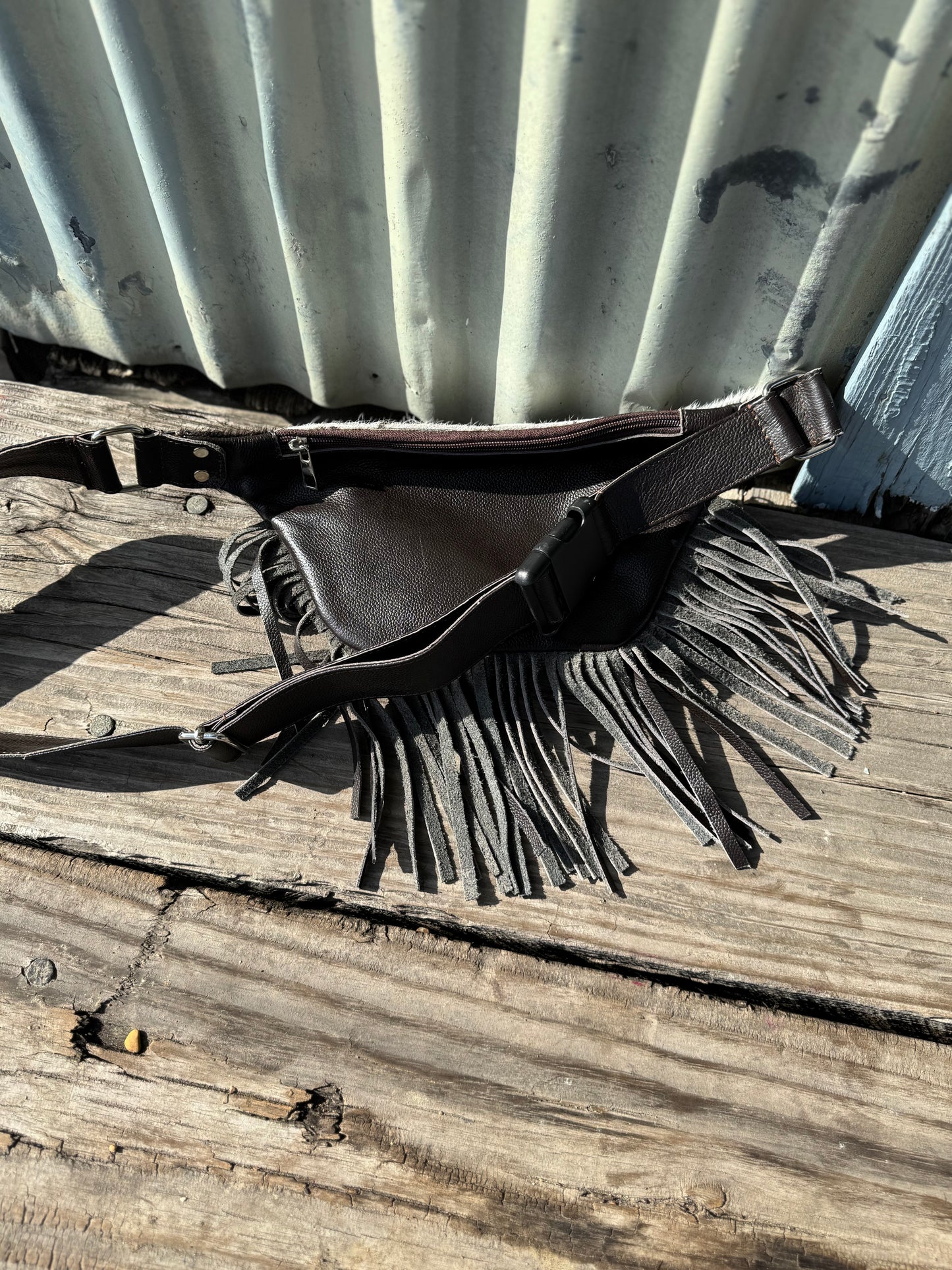 Cowhide Fanny Pack with Fringe