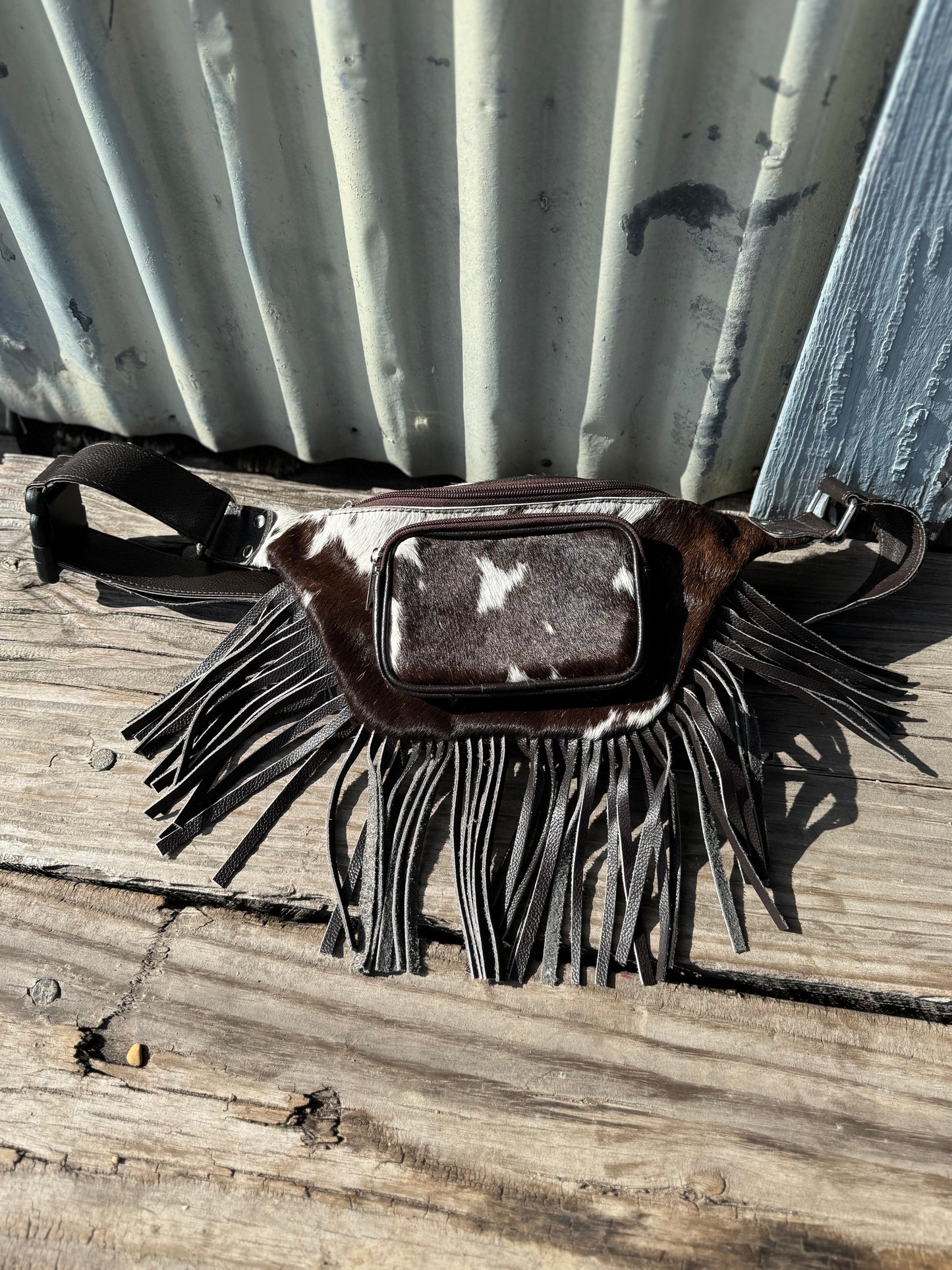 Cowhide Fanny Pack with Fringe