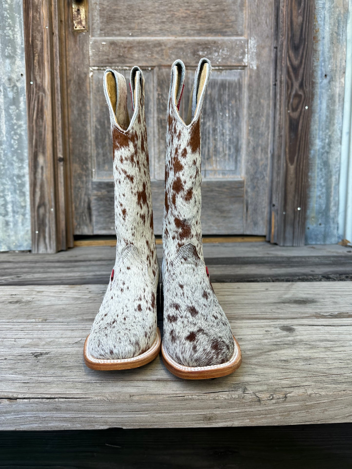 Brown & White Speckled Boots Size: 6.5