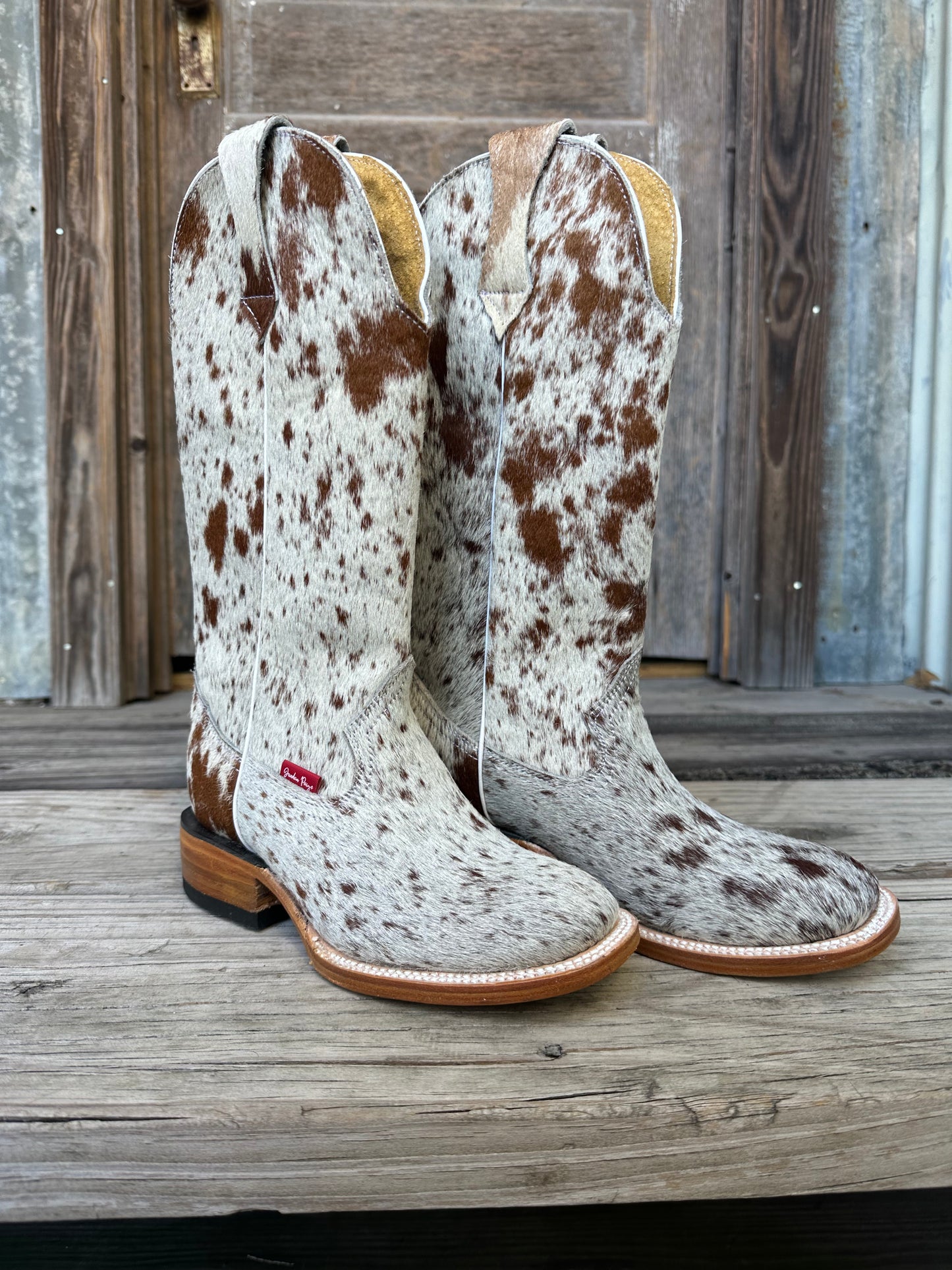 Brown & White Speckled Boots Size: 6.5