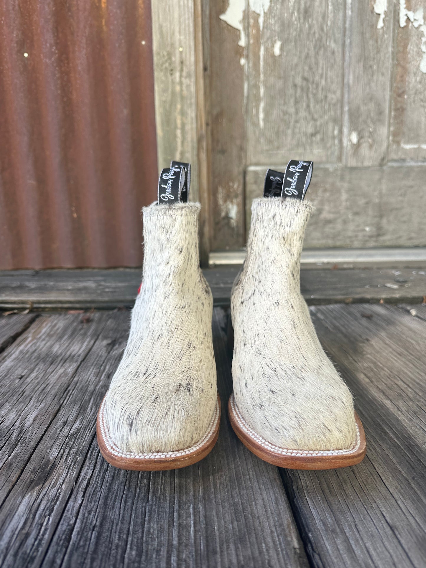 Brown & White Speckled Booties Size: 9.5