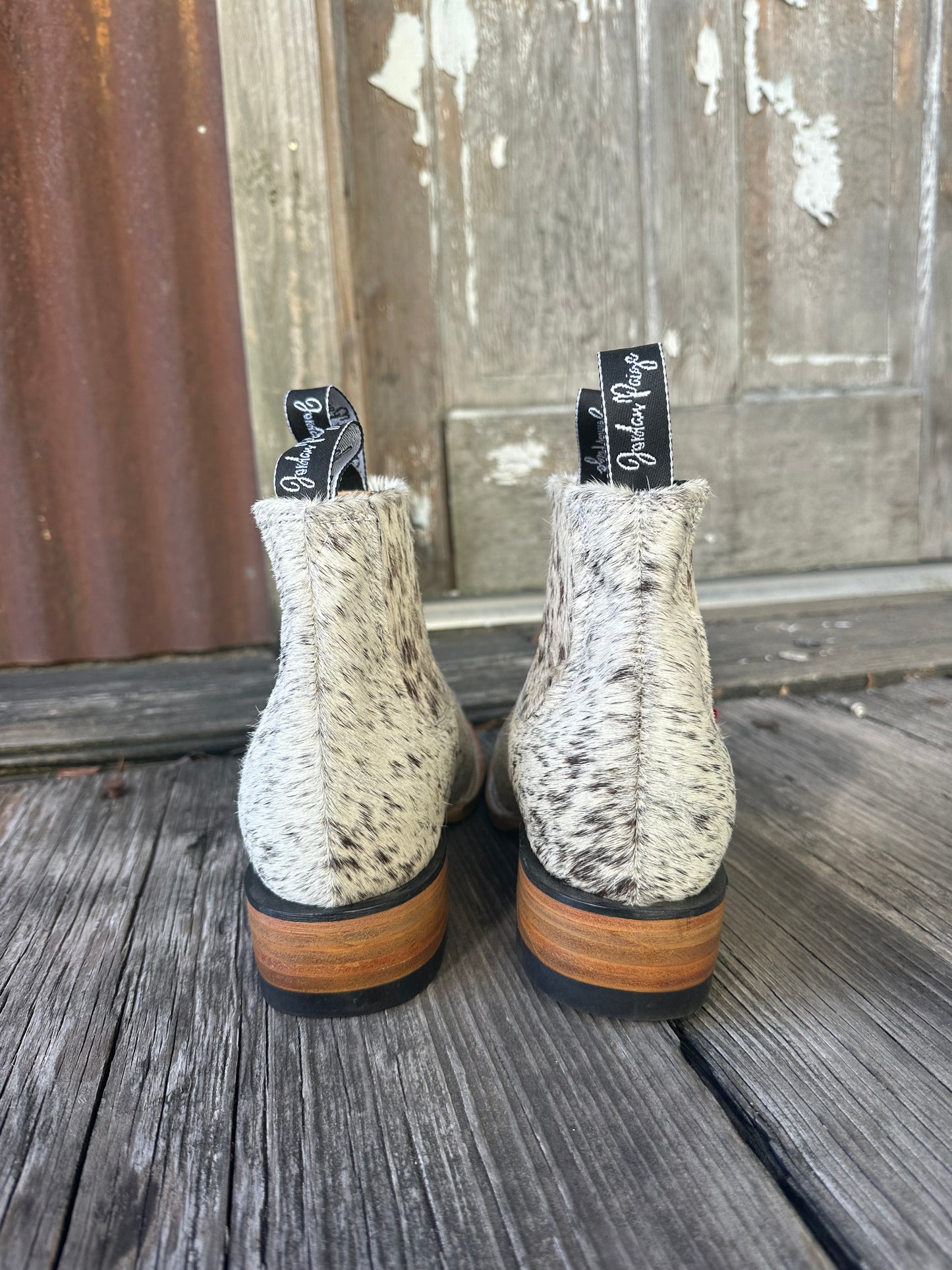 Brown & White Speckled Booties Size: 9.5