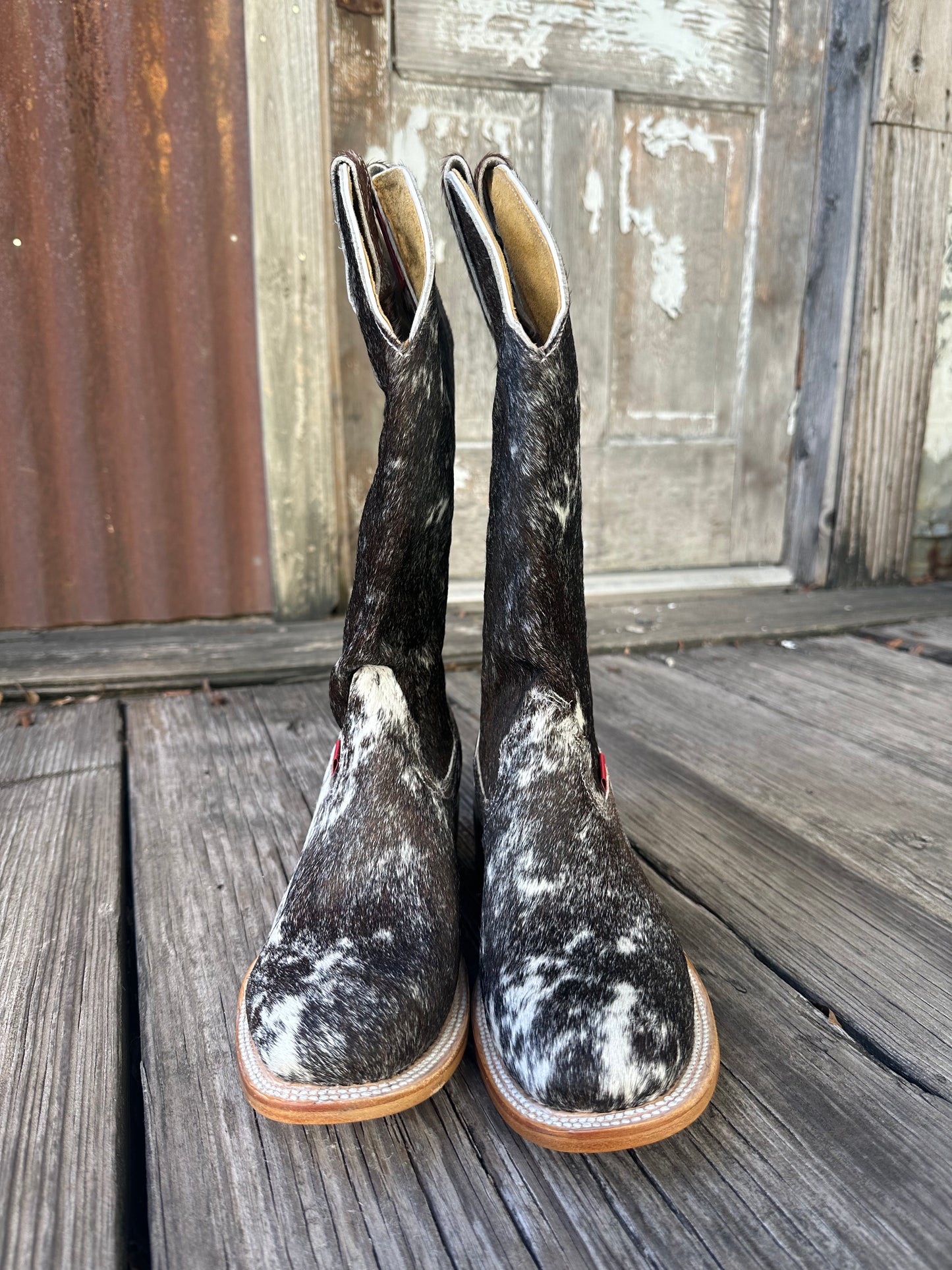 Dark Brown & White Boots Size: 9.5