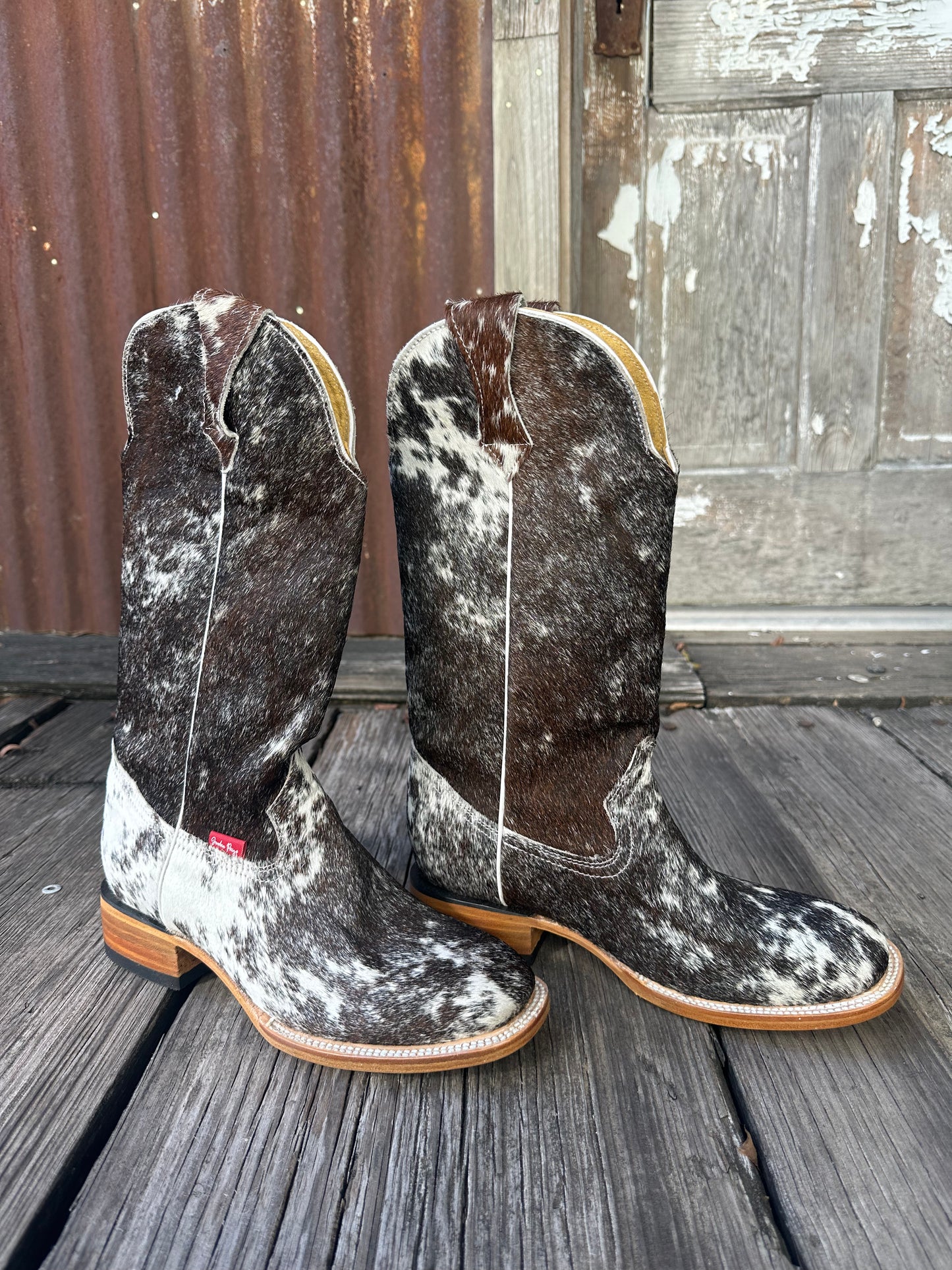 Dark Brown & White Boots Size: 9.5