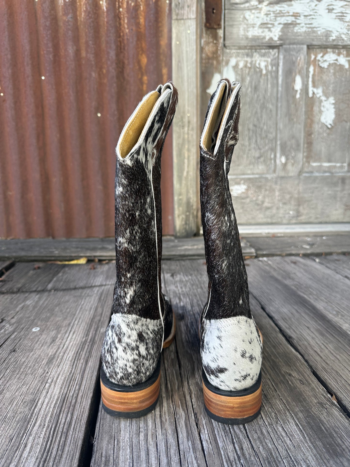 Dark Brown & White Boots Size: 9.5