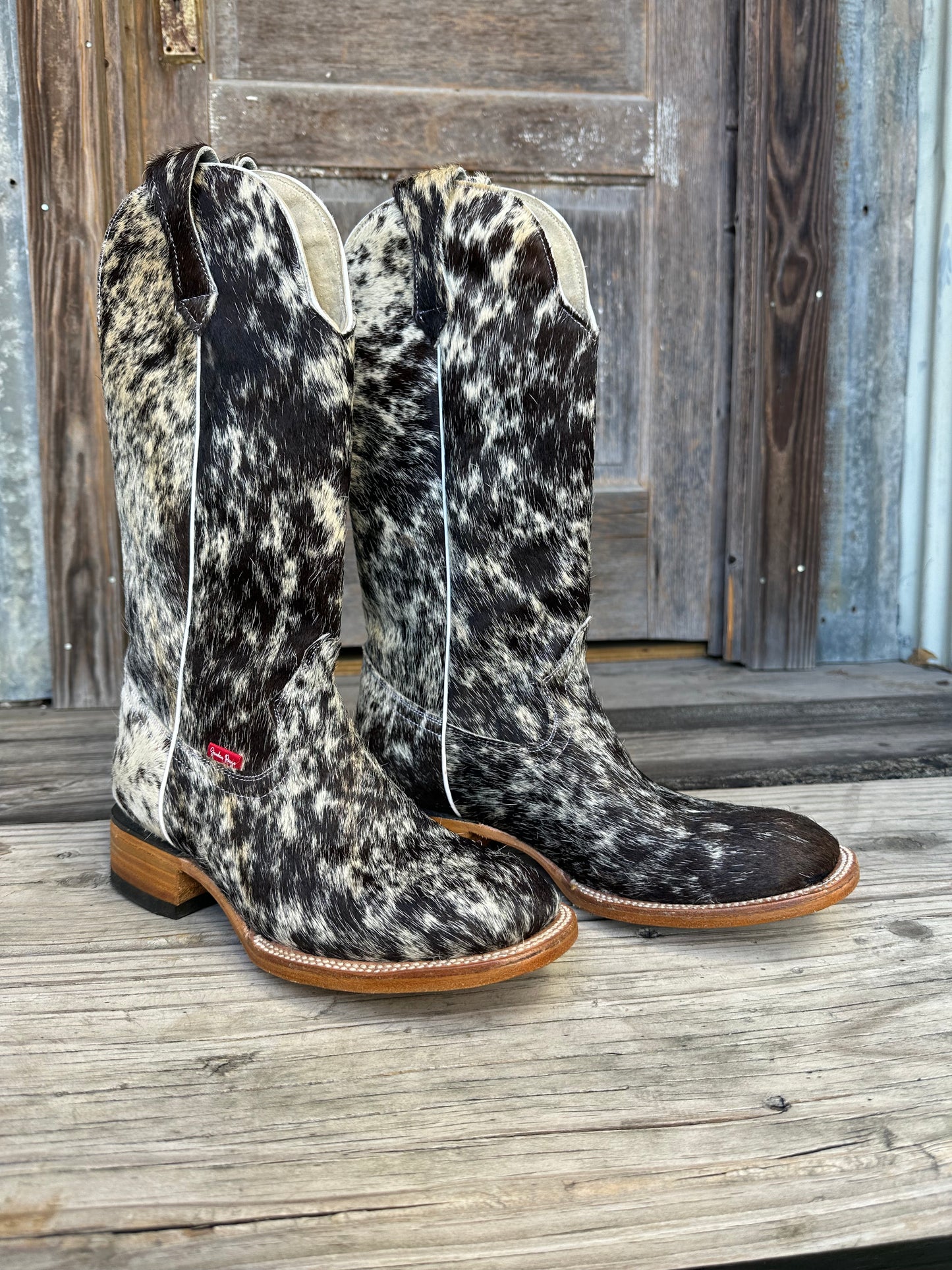 Brown/Black & White Speckled Boots Size: 10.5