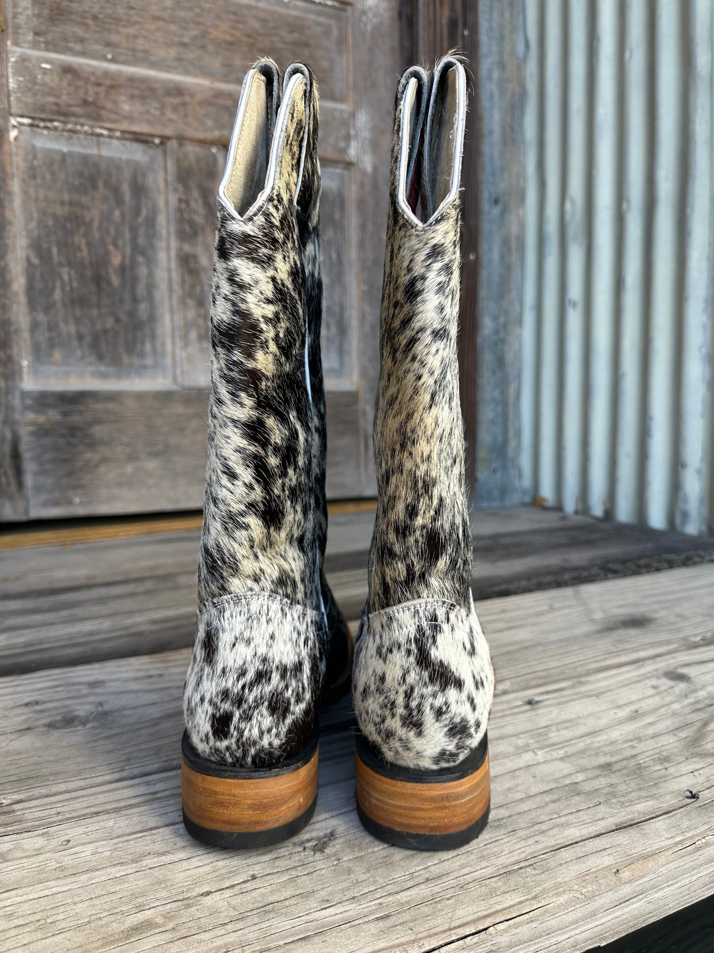 Brown/Black & White Speckled Boots Size: 10.5