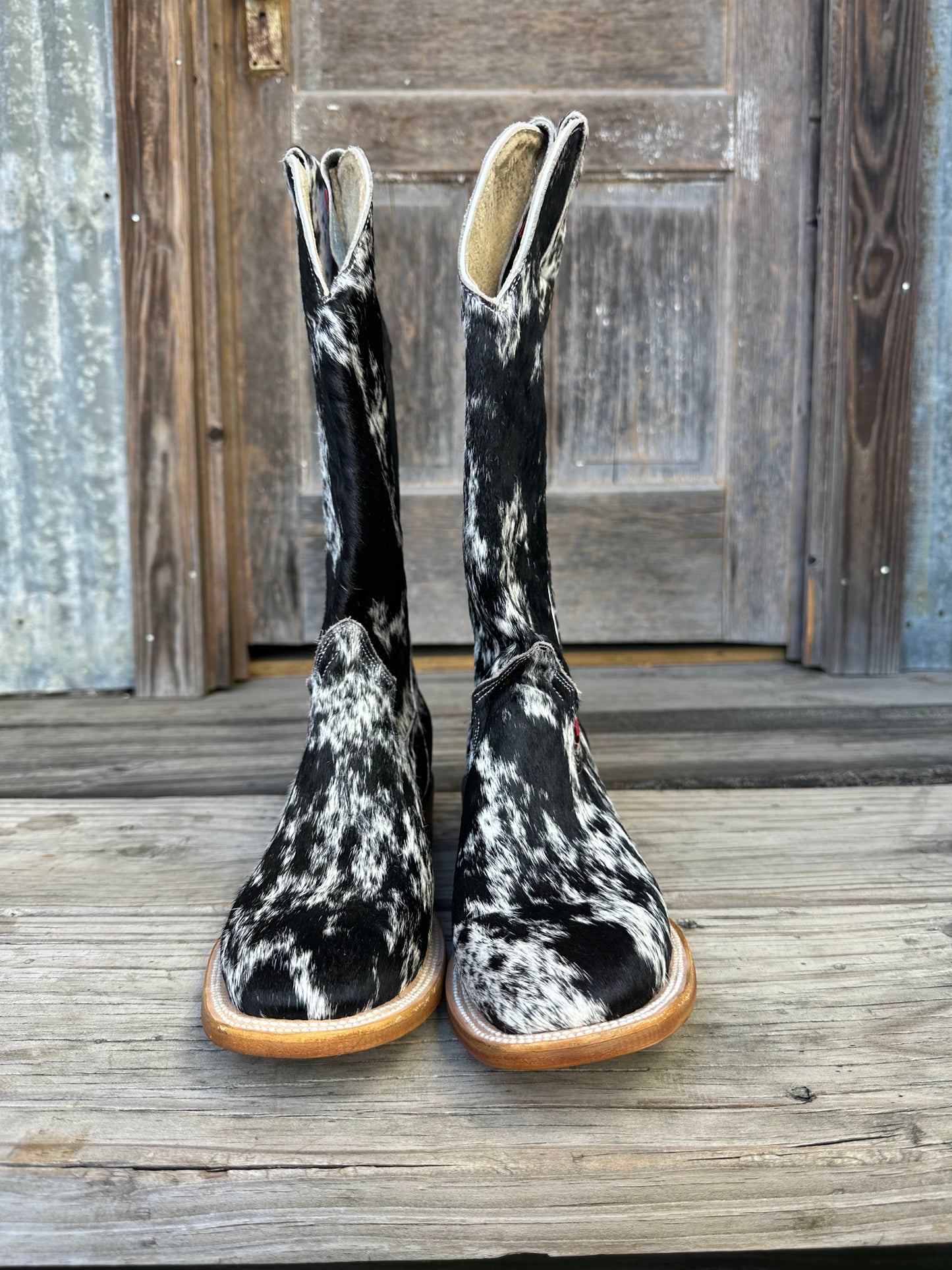 Black & White Speckled Boots Size: 10.5