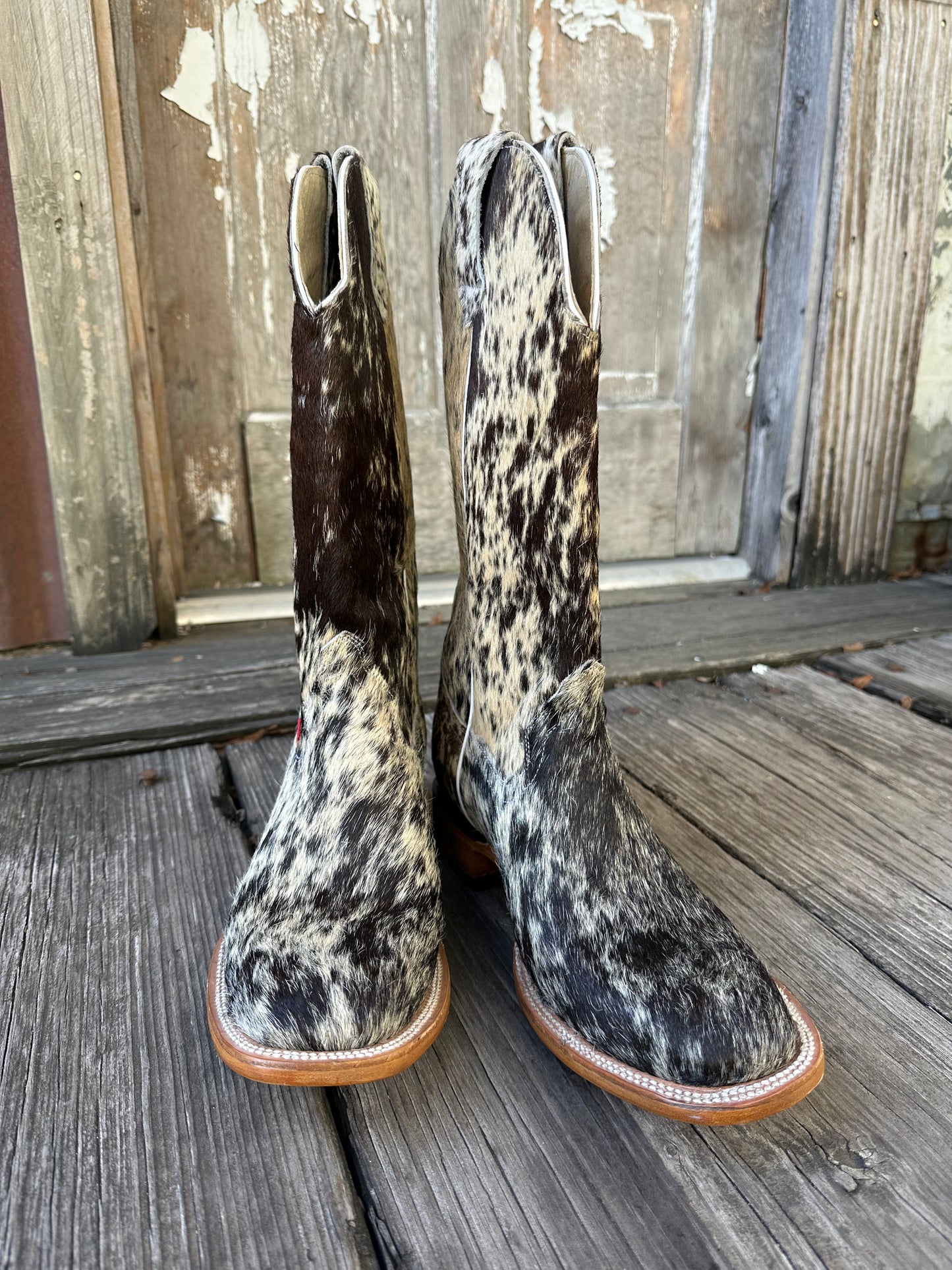 Brown/Black & White Speckled Boots Size: 12