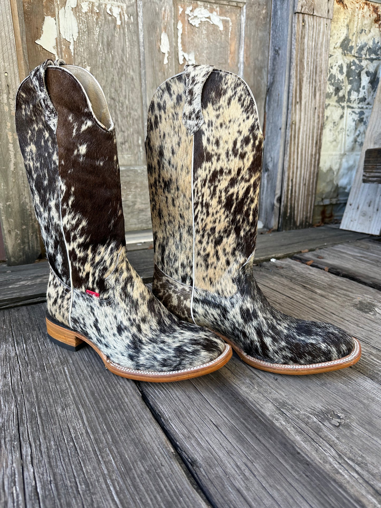 Brown/Black & White Speckled Boots Size: 12