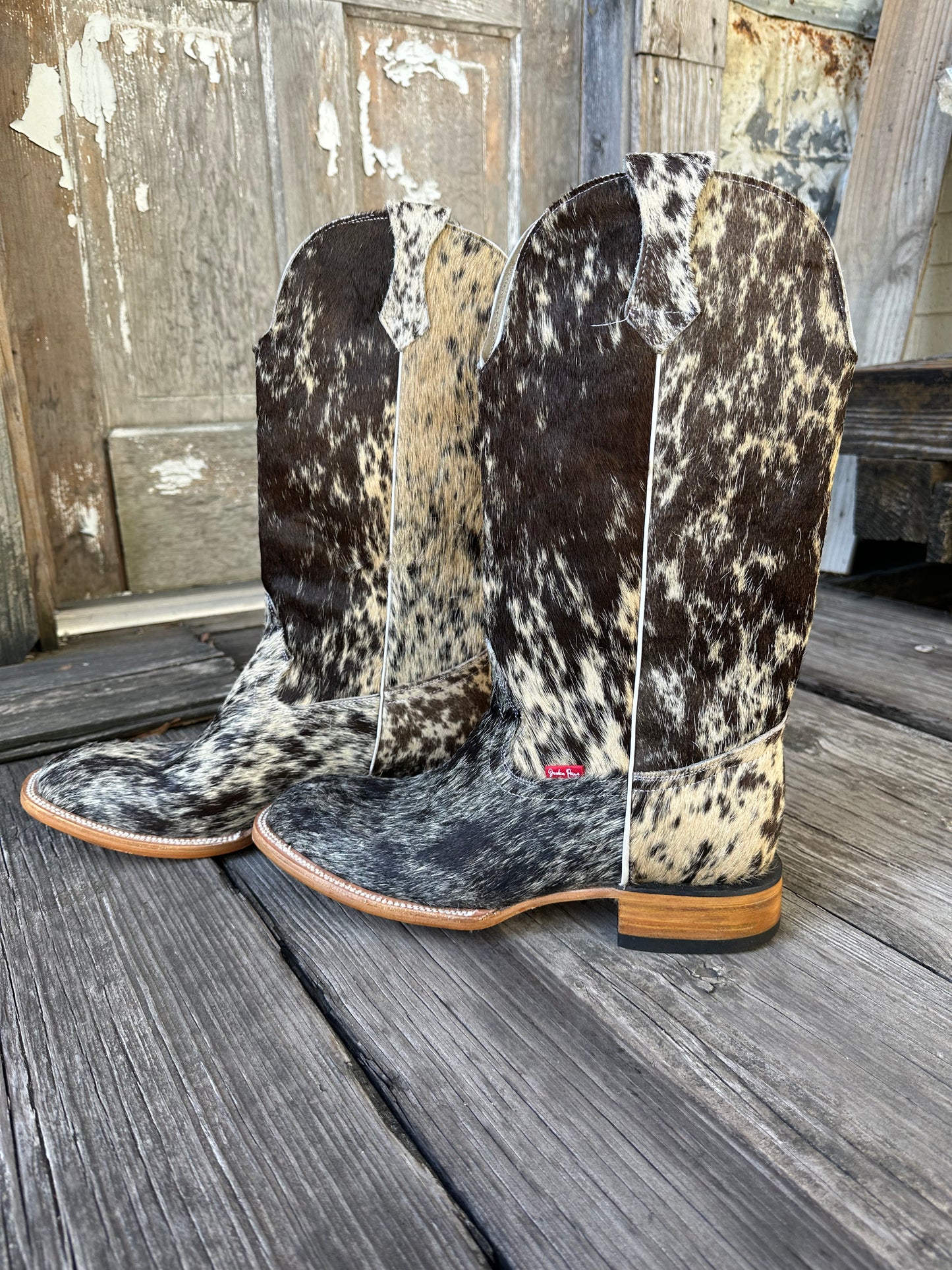 Brown/Black & White Speckled Boots Size: 12