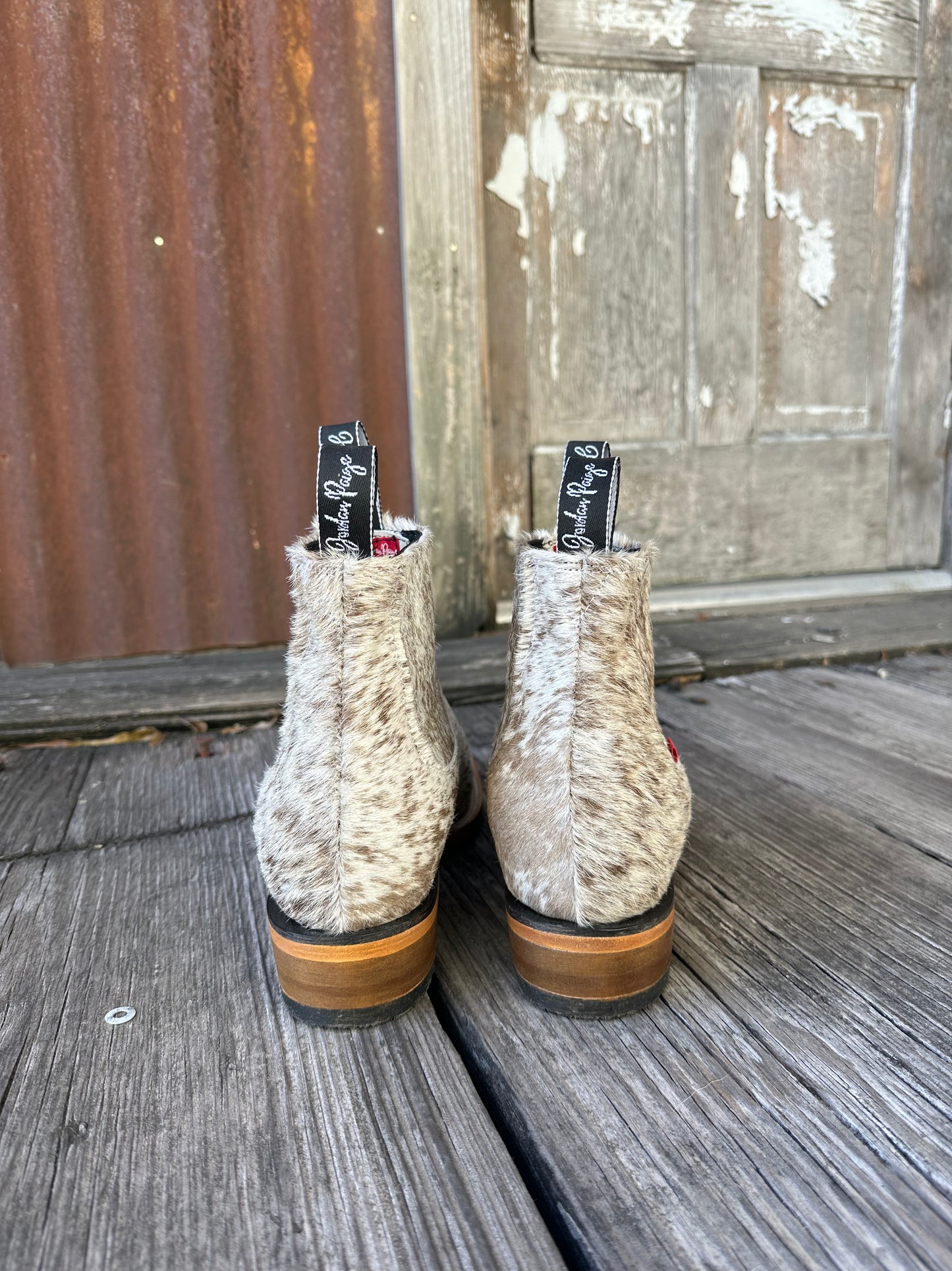 Brown & White Speckled Booties Size: 13