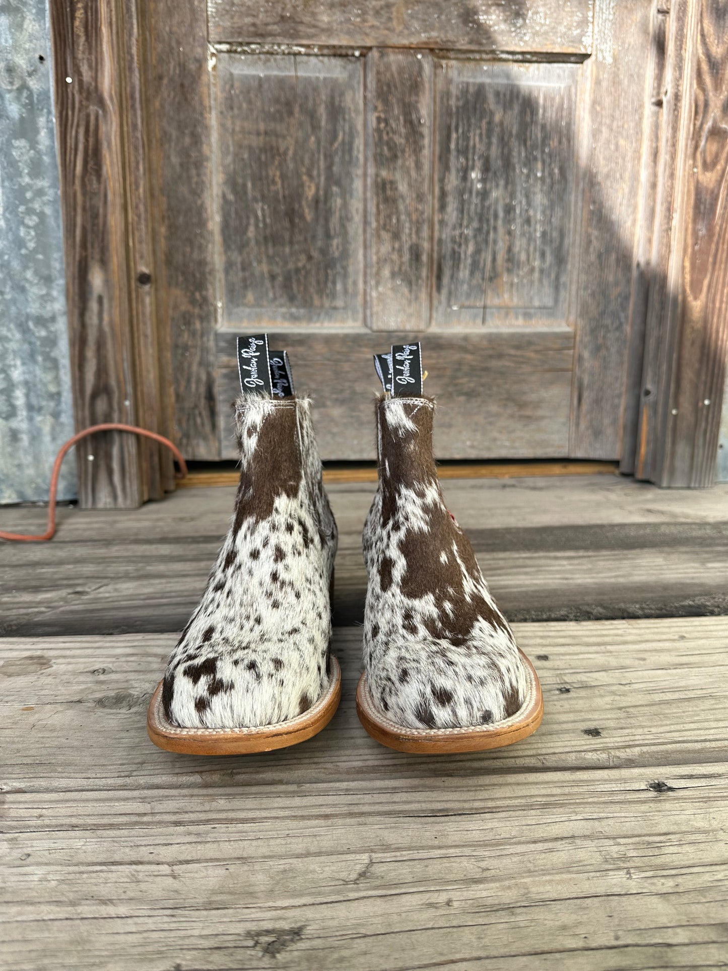 Brown & White Specked Booties Size: 12