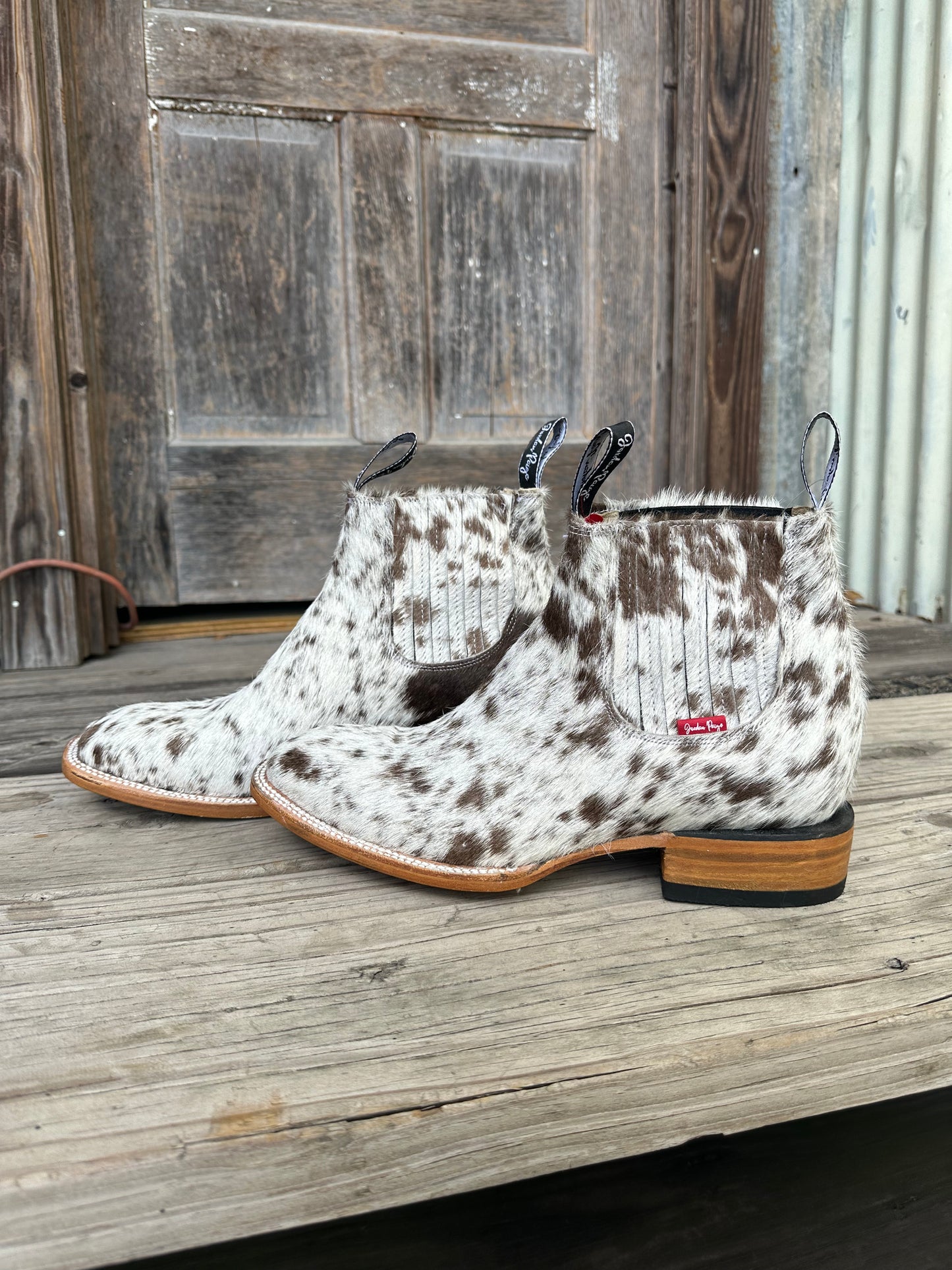 Brown & White Speckled Booties Size: 11.5