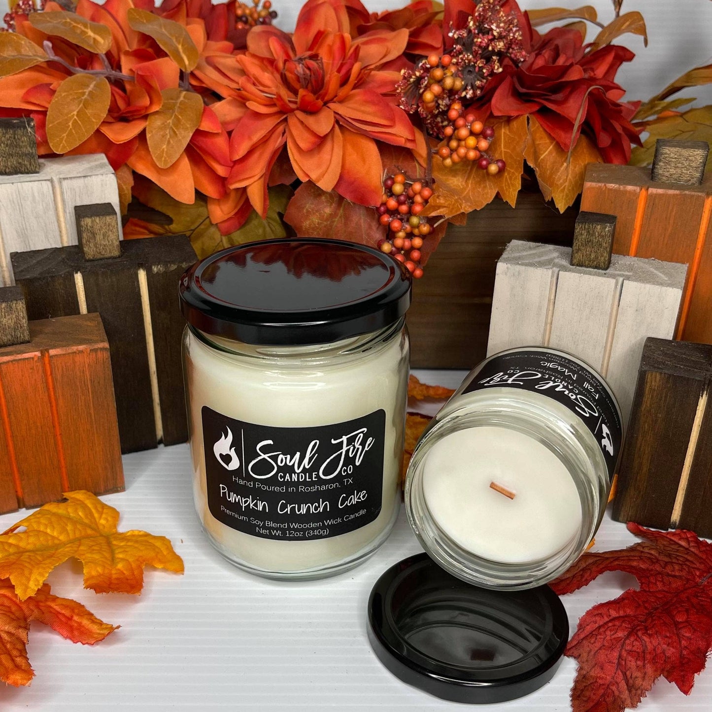 Pumpkin Crunch Cake Wooden Wick Candle: 12oz